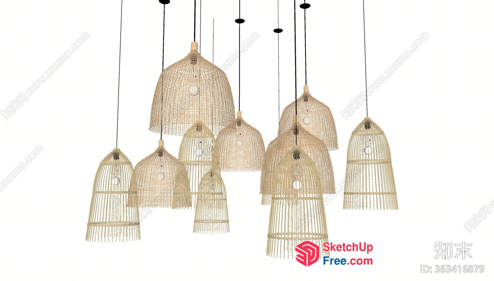 Rattan Pendant Lighting Fixtures 3D SketchUp File