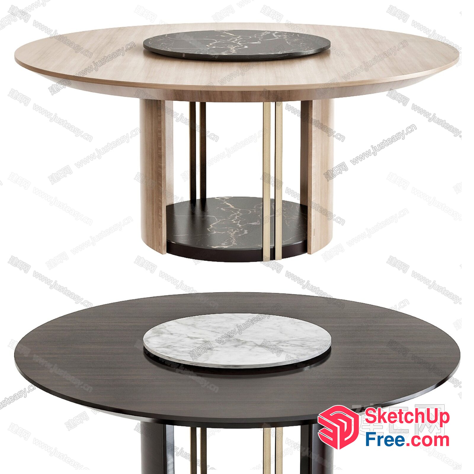 Modern Round Table With Marble Accent 3D SketchUp File