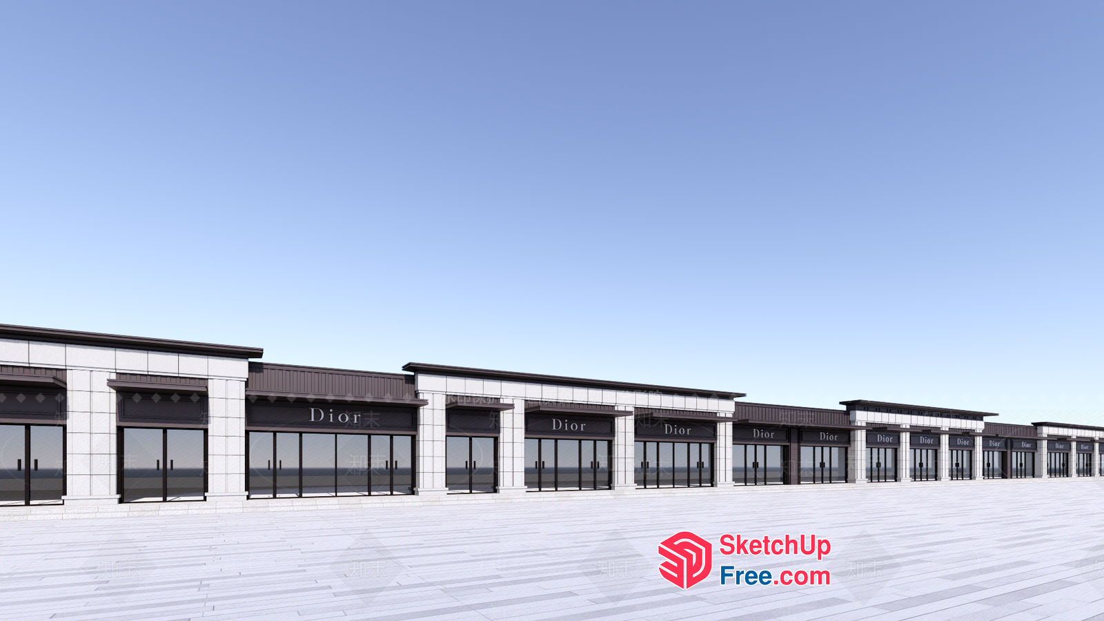 Dior Storefronts Along A Commercial Street 3D SketchUp File