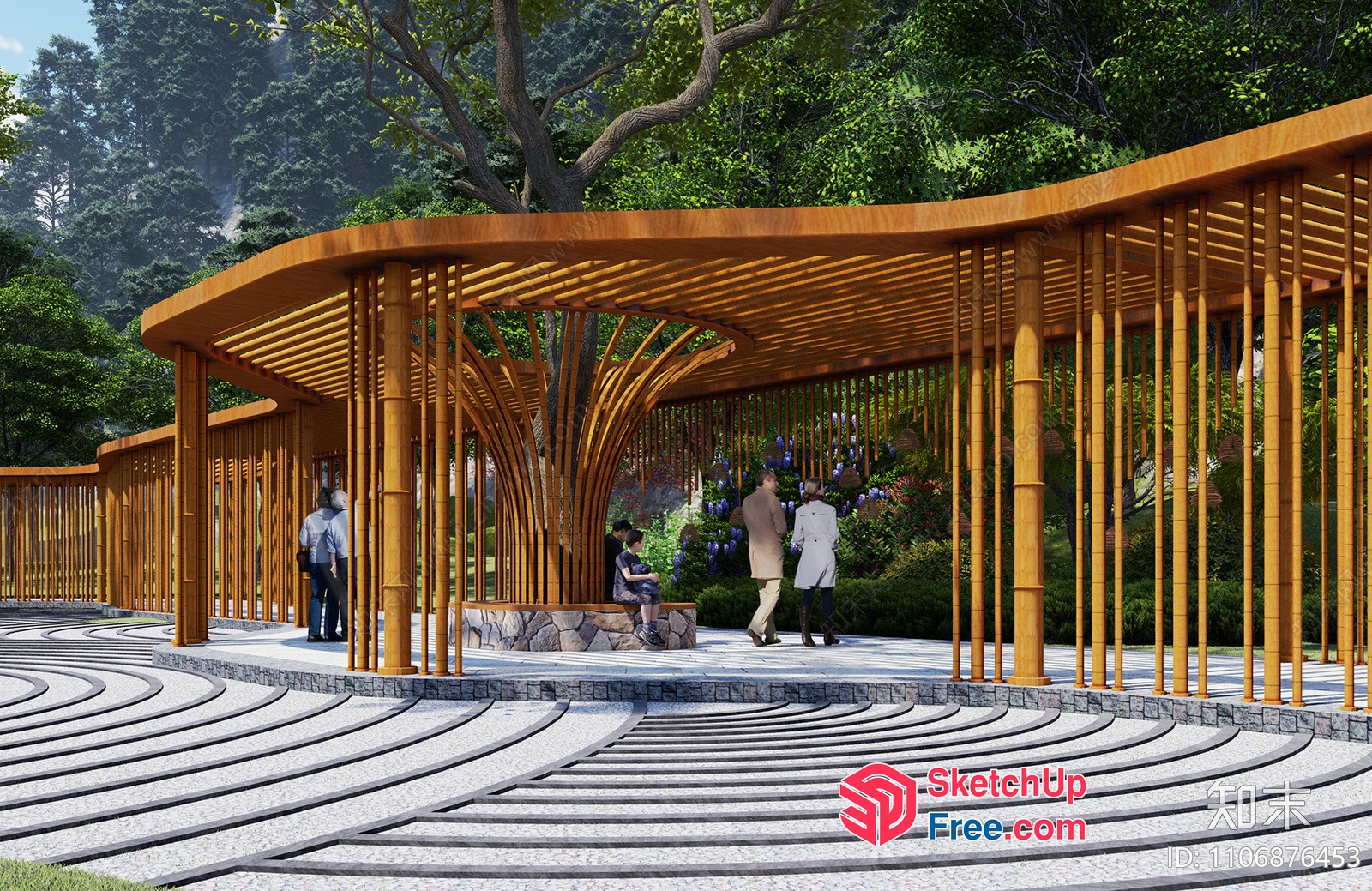 Serene Bamboo Pavilion 3D SketchUp File