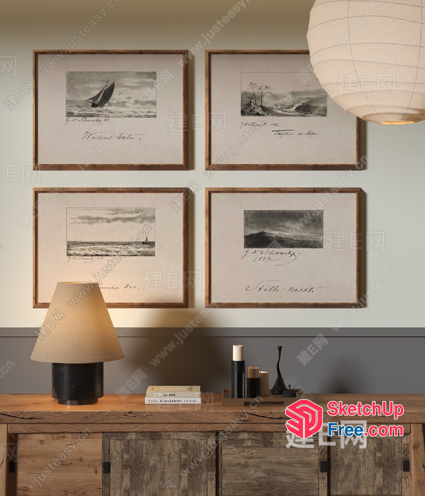 Simple Yet Elegant Coastal-Themed Living Room Decor 3D SketchUp File