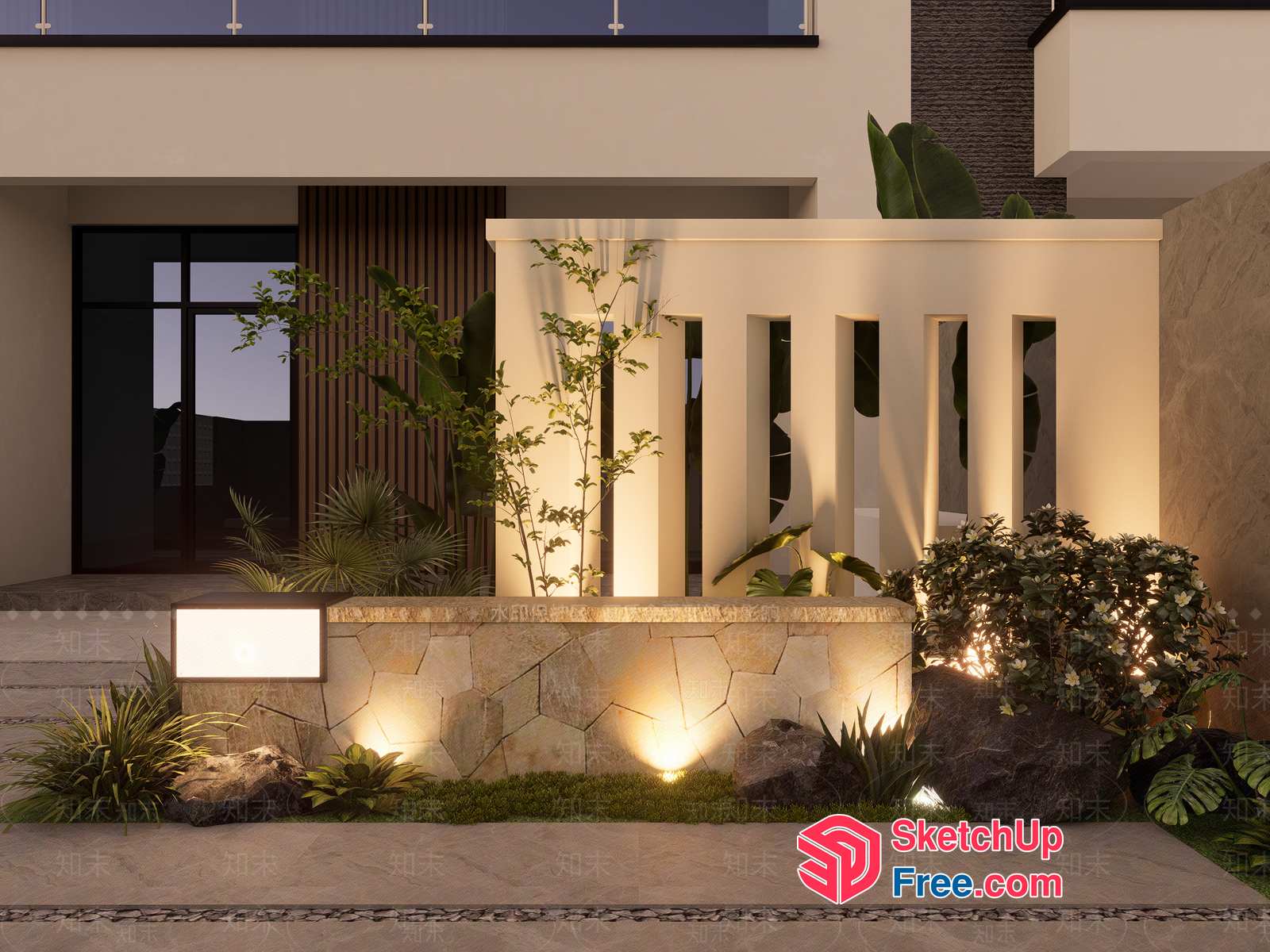 Modern Villa Exterior Design 3D SketchUp File