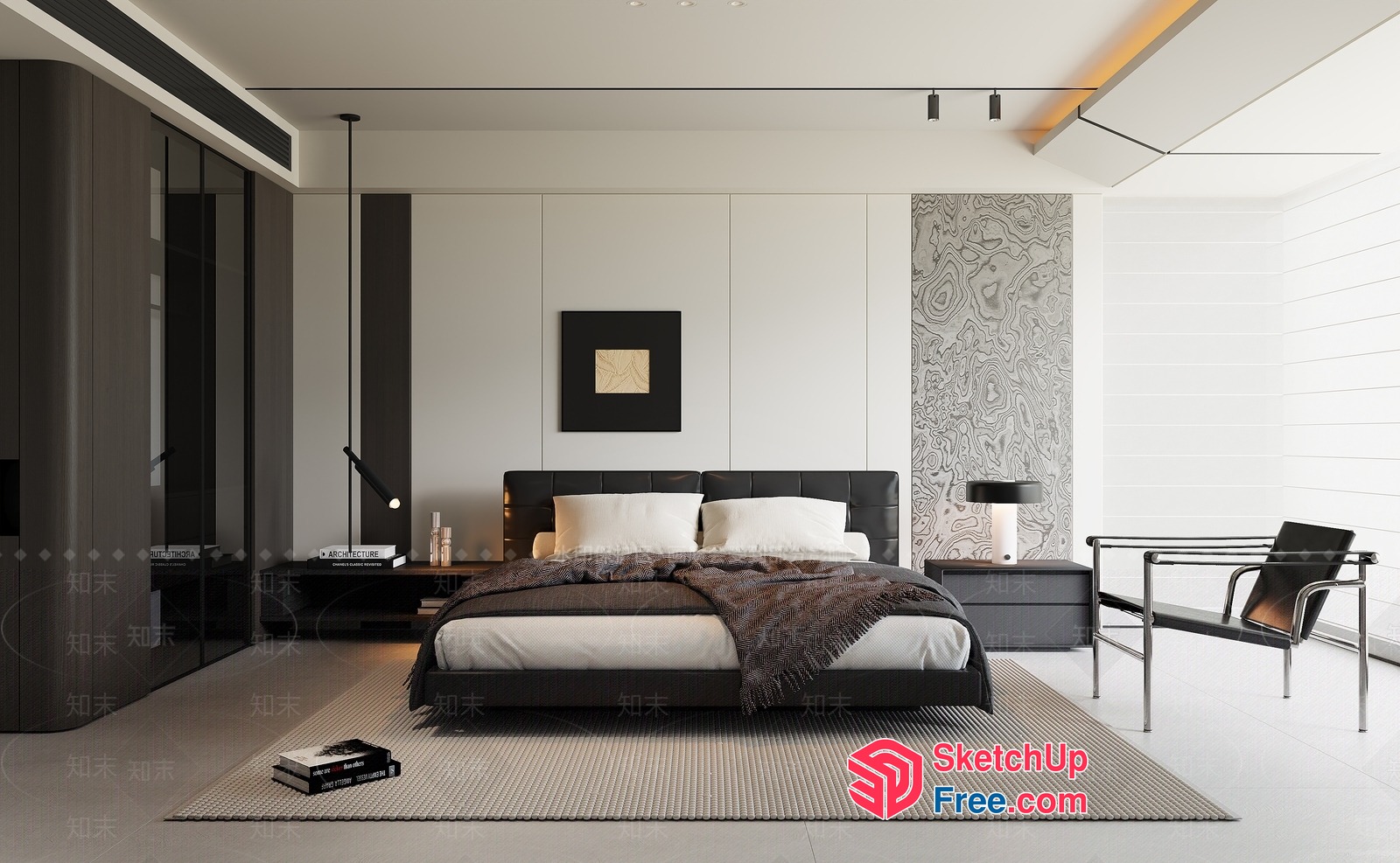 Modern Minimalist Bedroom Interior Design 3D SketchUp File