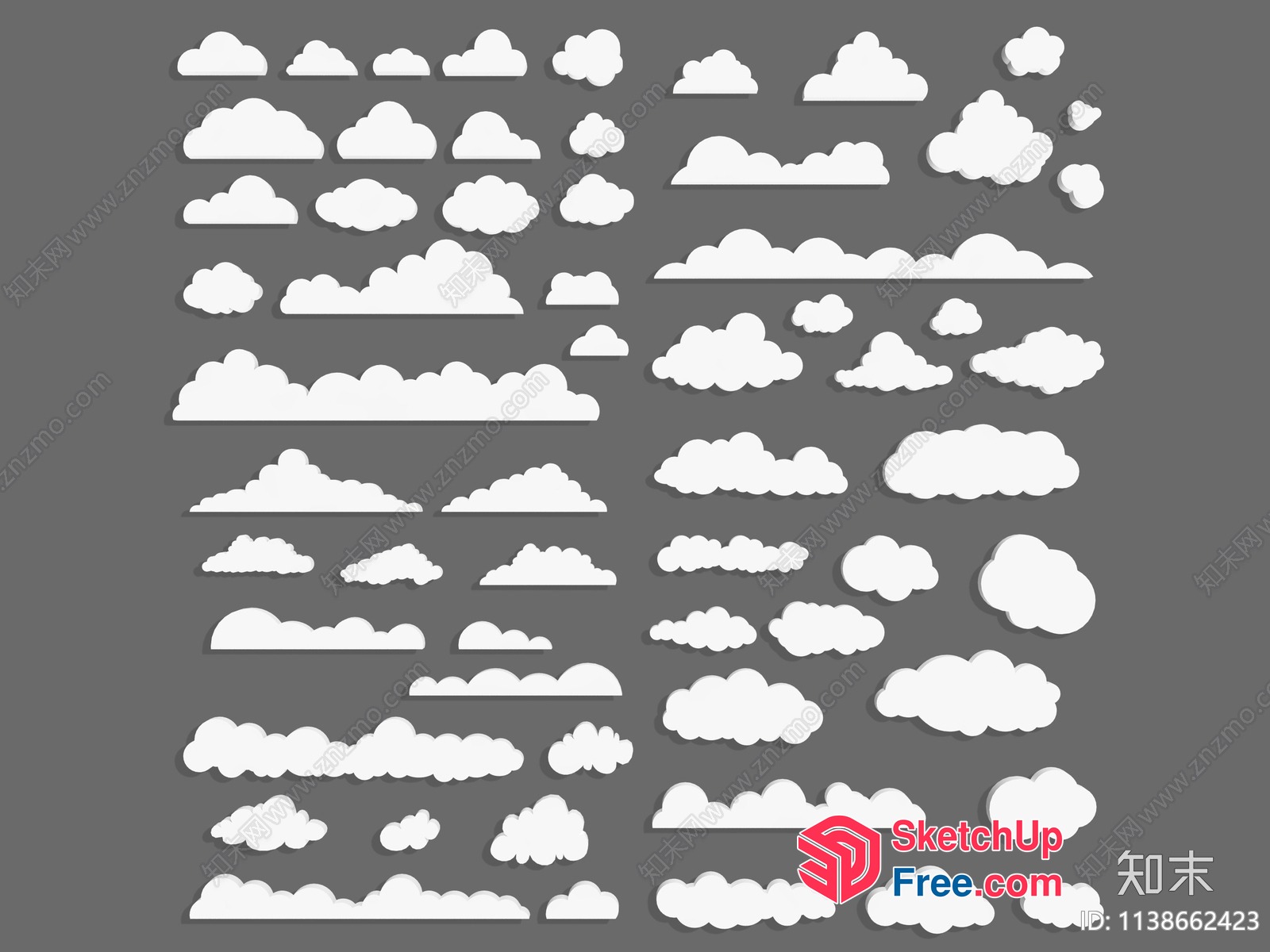 Cloudy White Shapes 3D SketchUp File
