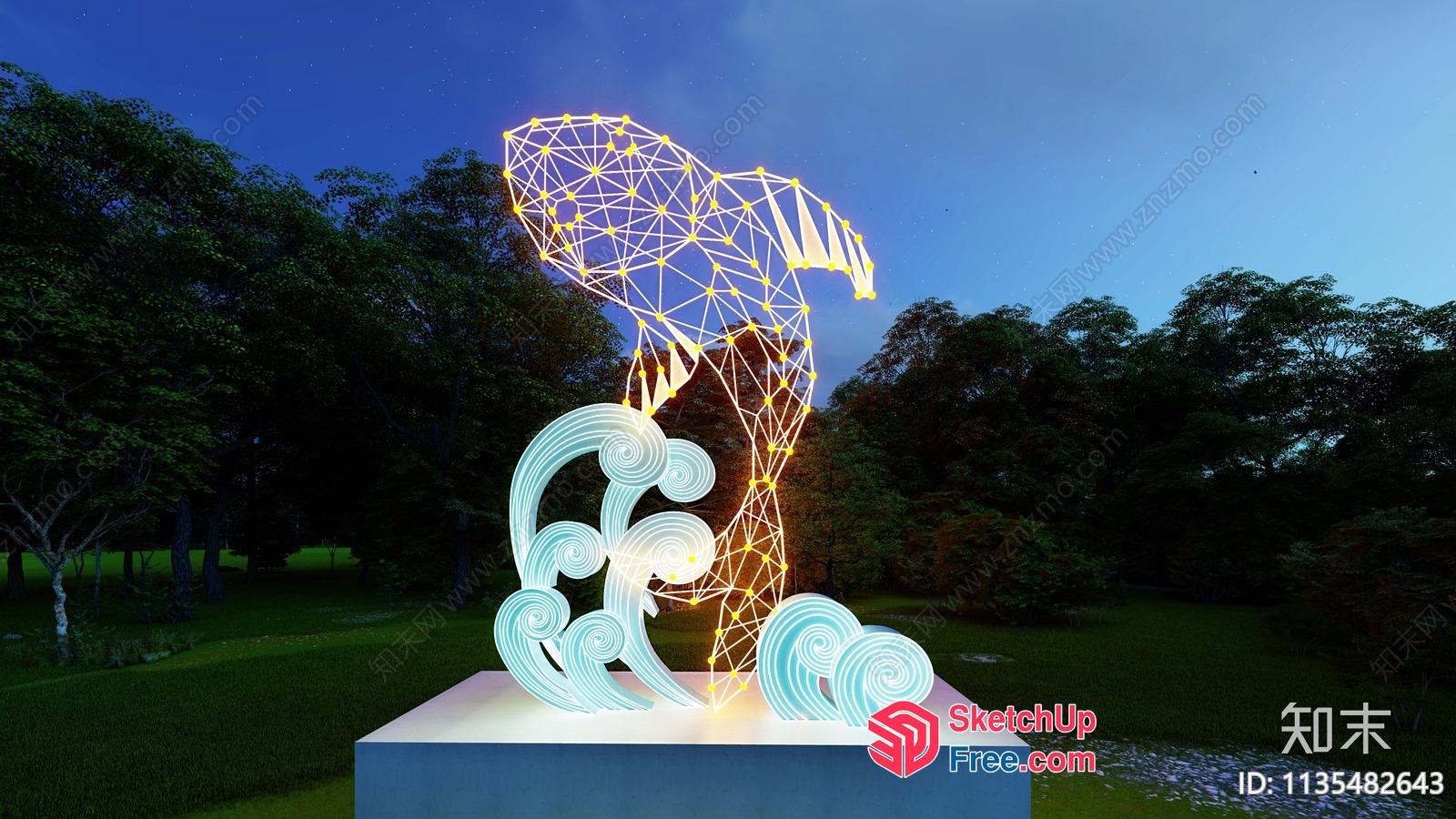 Glowing Geometric Art Installation 3D SketchUp File