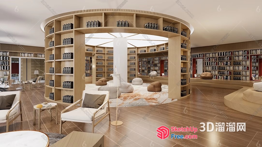 Luxurious Modern Library Interior 3D SketchUp File