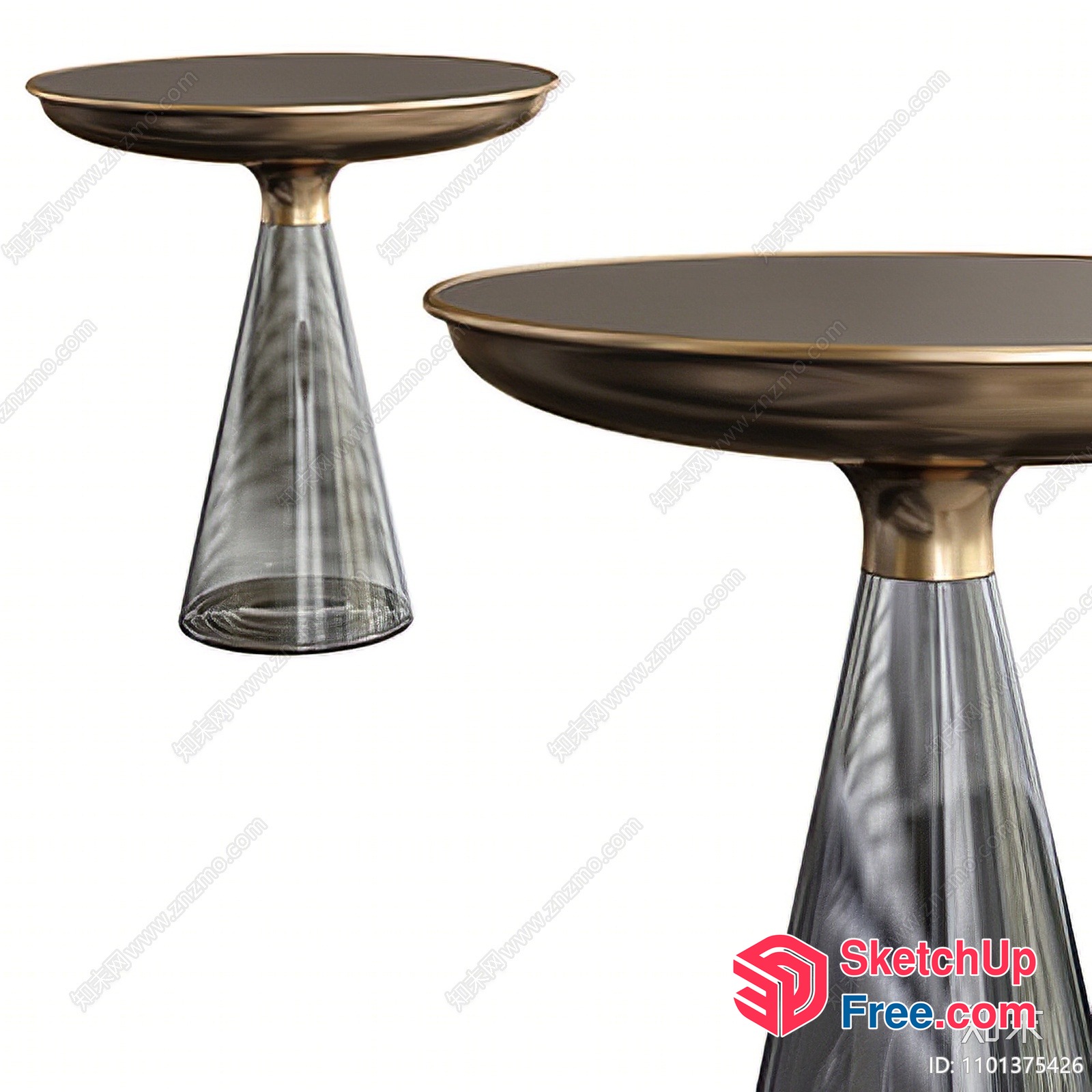 Elegant Glass And Metal Side Tables 3D SketchUp File