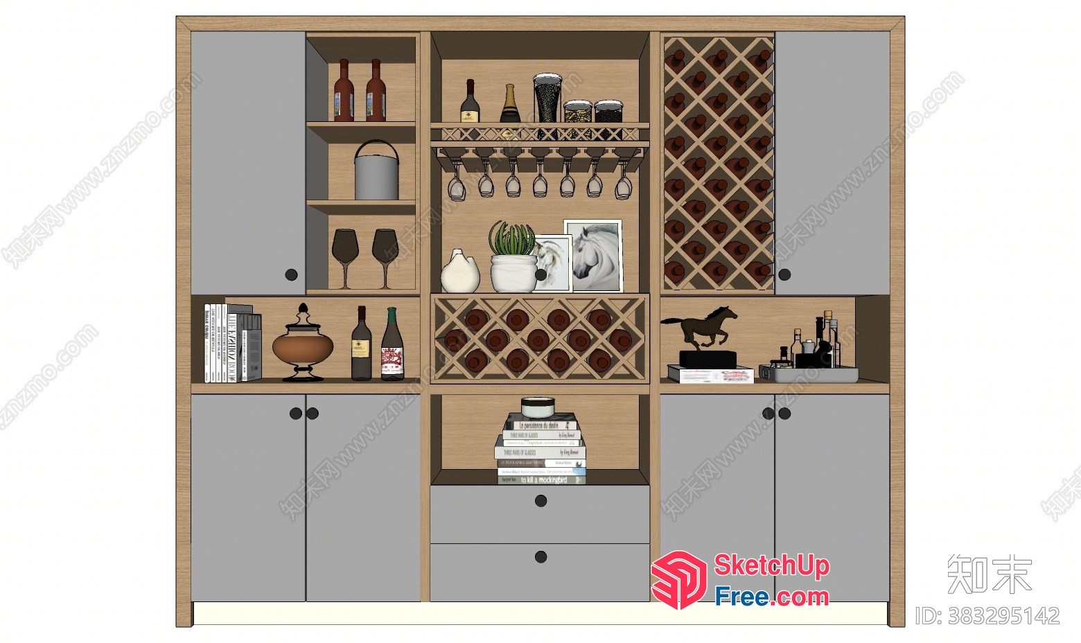 Modern Wine Storage And Display Unit 3D SketchUp File
