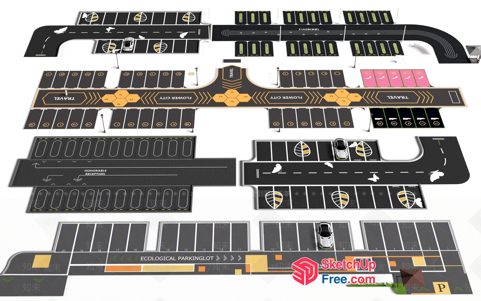 Parking Lot Layout 3D SketchUp File