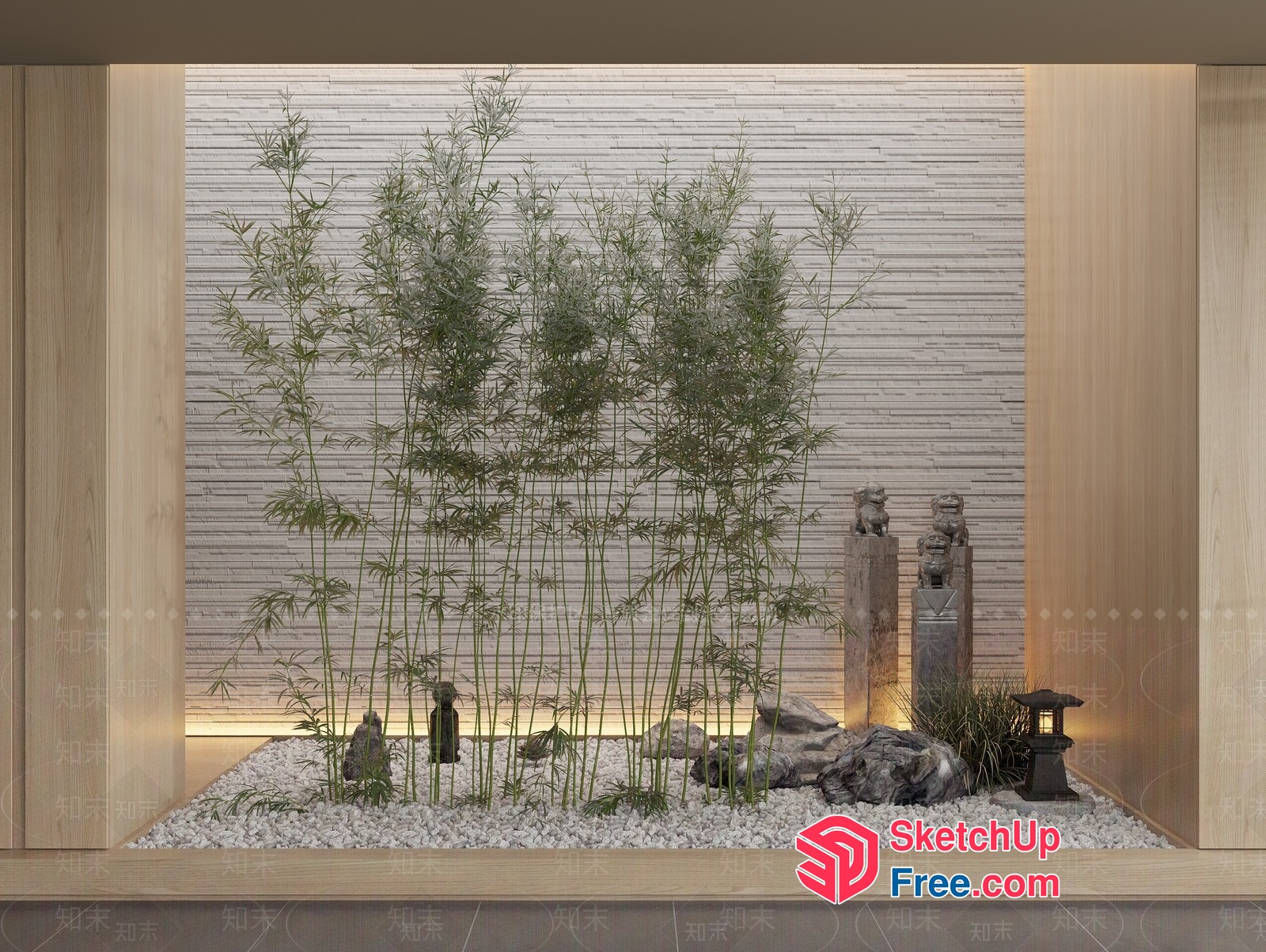 Elegant Asian-Inspired Bamboo Garden 3D SketchUp File