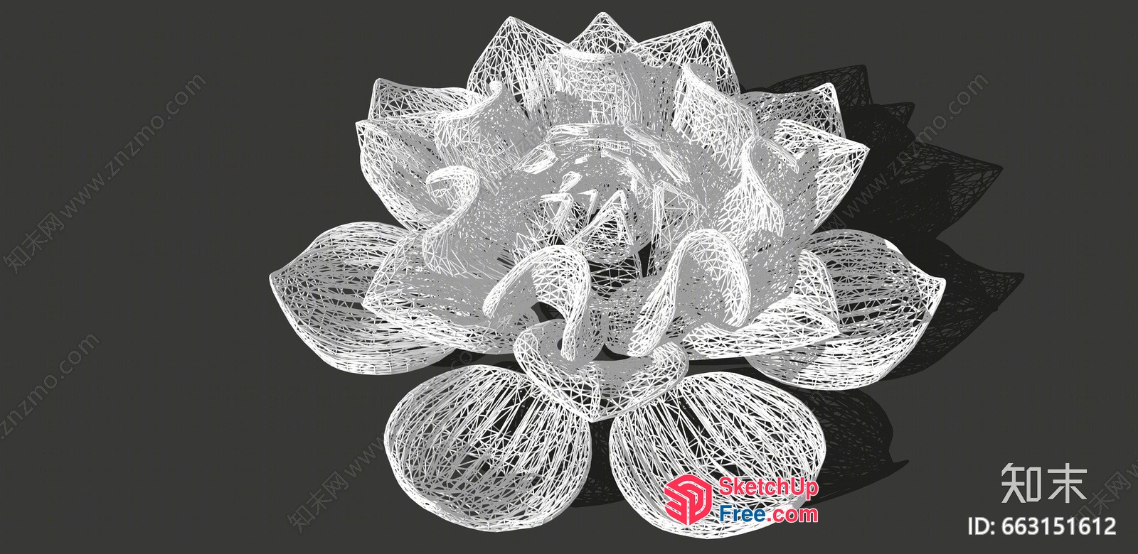 Intricate White Lotus Flower Design 3D SketchUp File