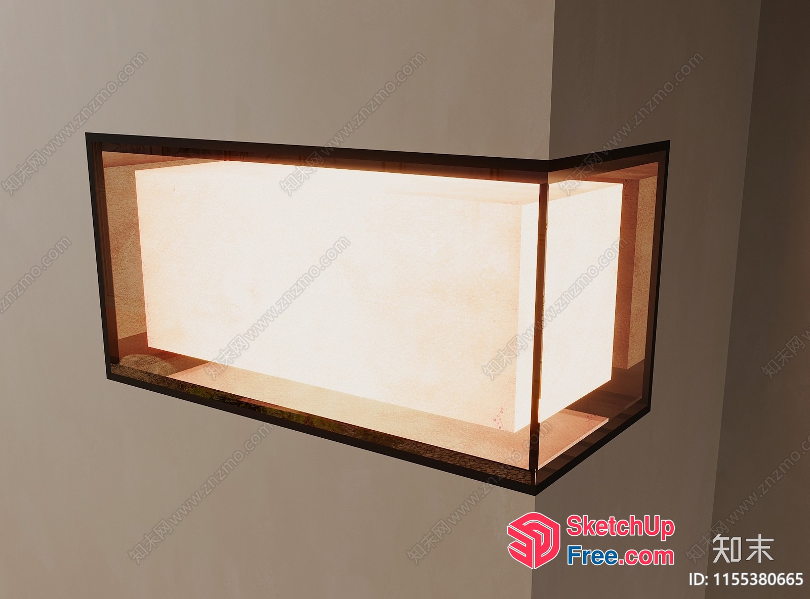 Rectangular Light Fixture With Black Frame And White Glass 3D SketchUp File