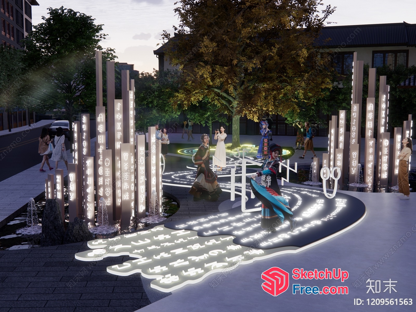 Modern Asian-Inspired Public Space 3D SketchUp File