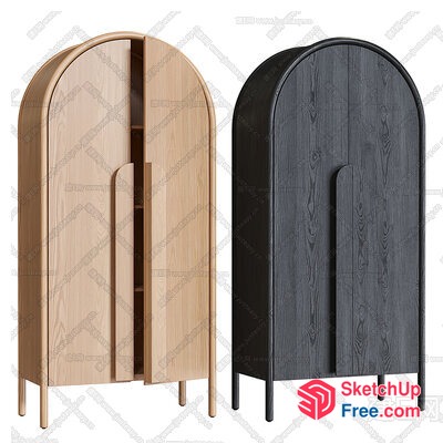 Modern Arched Door Wardrobe With Storage Shelves 3D SketchUp File