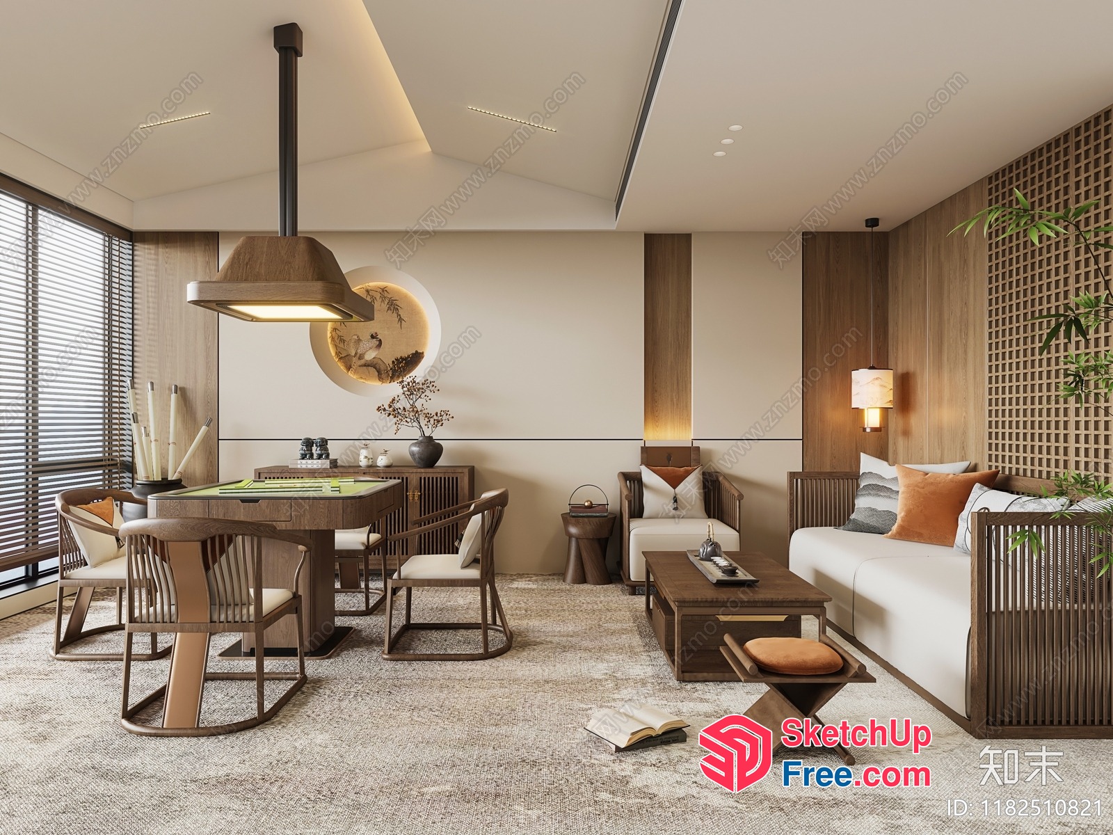 Elegant Japanese-Style Living Room With A Modern Twist 3D SketchUp File