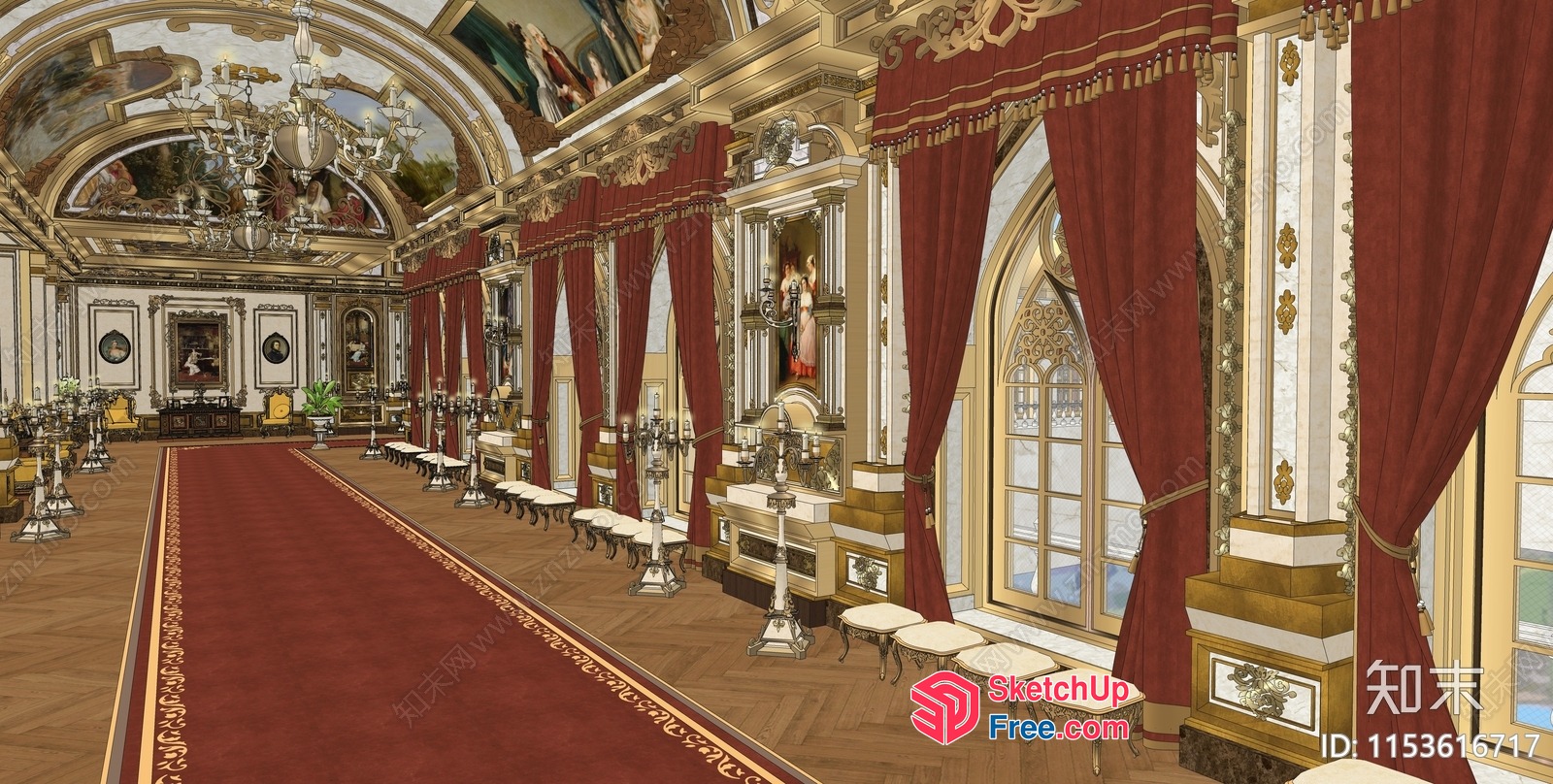 Elegant And Ornate Interior 3D SketchUp File