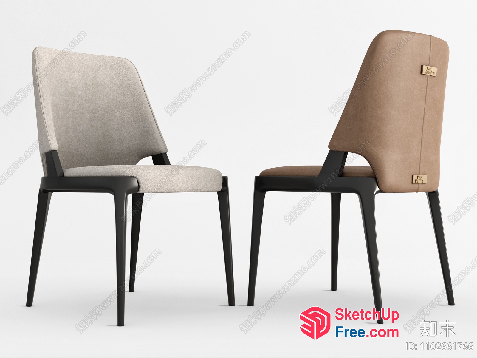 Two Chairs With Black Legs And Upholstered Seats And Backs 3D SketchUp File