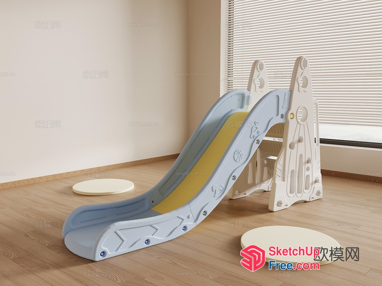 Modern Minimalist White And Yellow Indoor Playground 3D SketchUp File