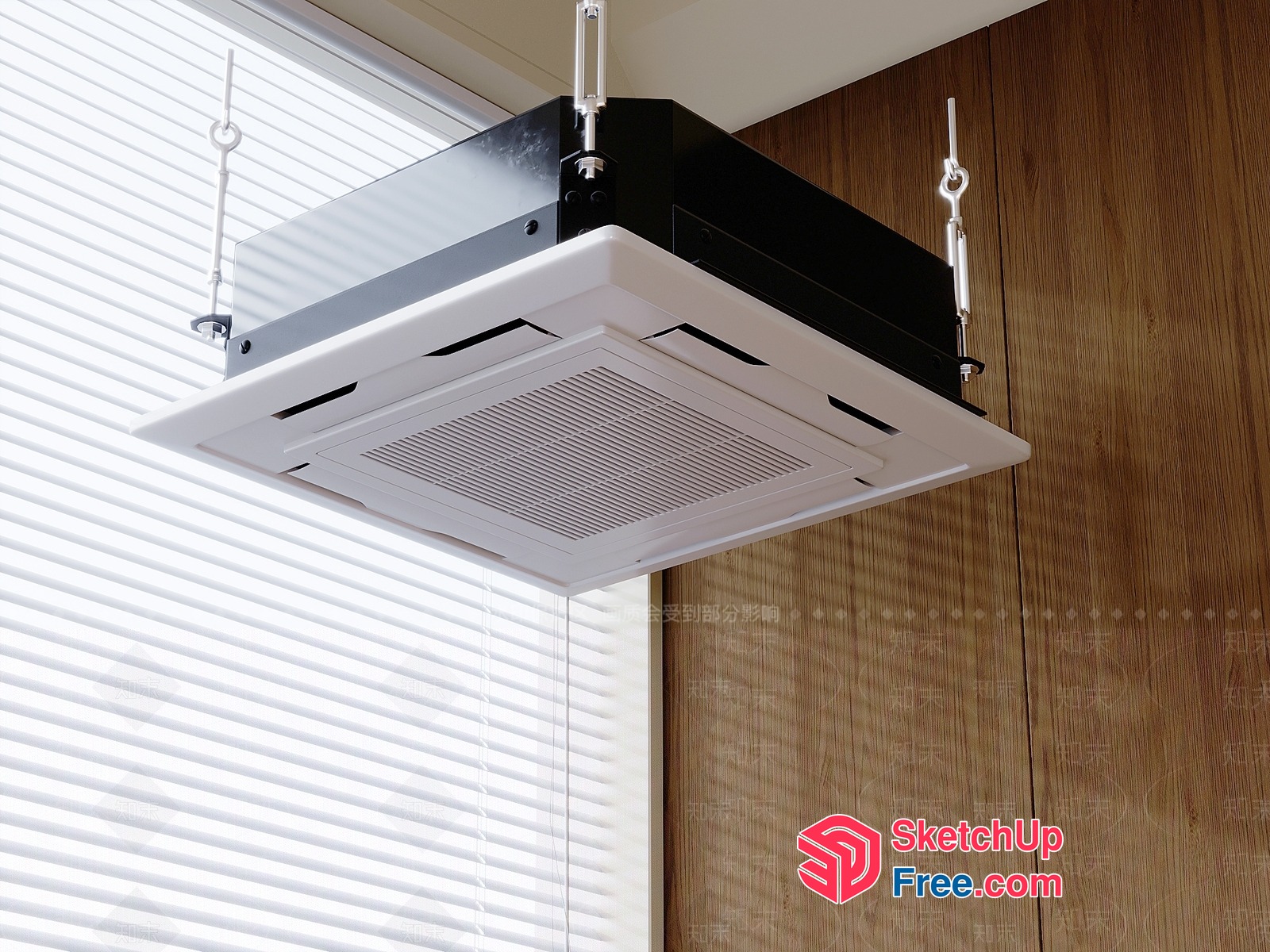Suspended Air Conditioning Unit With White Grille And Black Housing 3D SketchUp File
