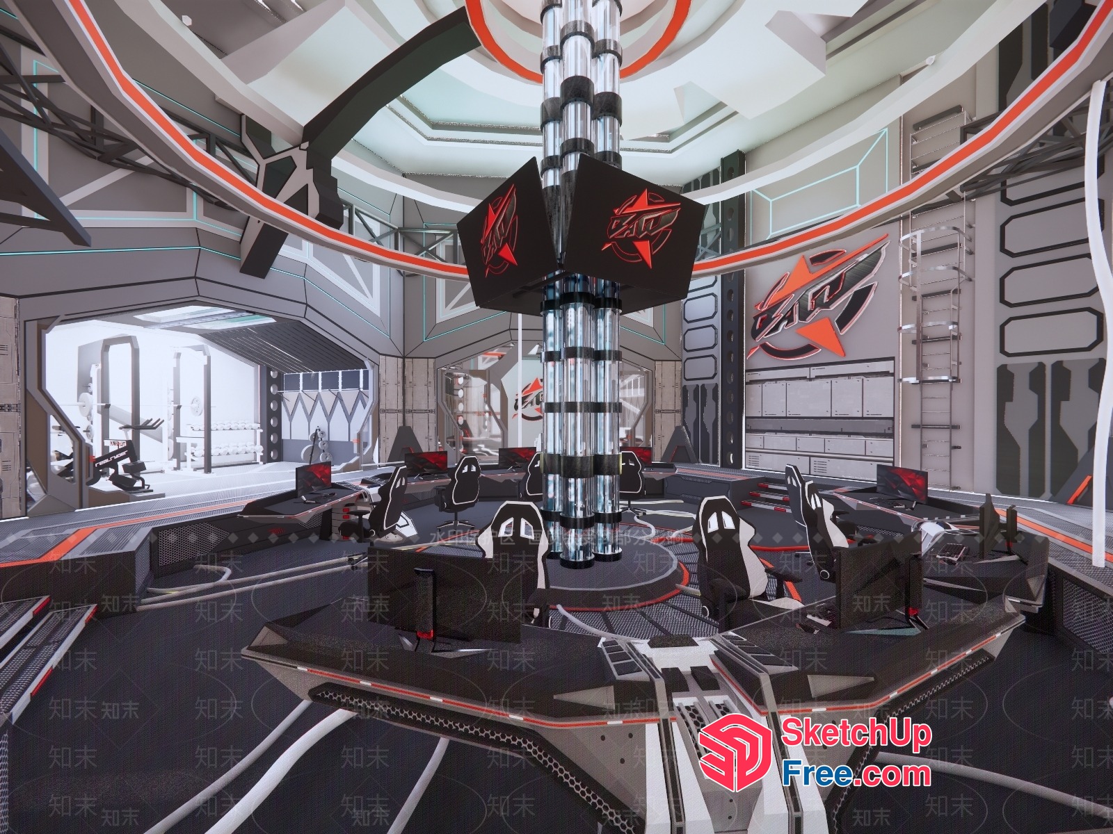 Futuristic Cyberpunk Gaming Room 3D SketchUp File