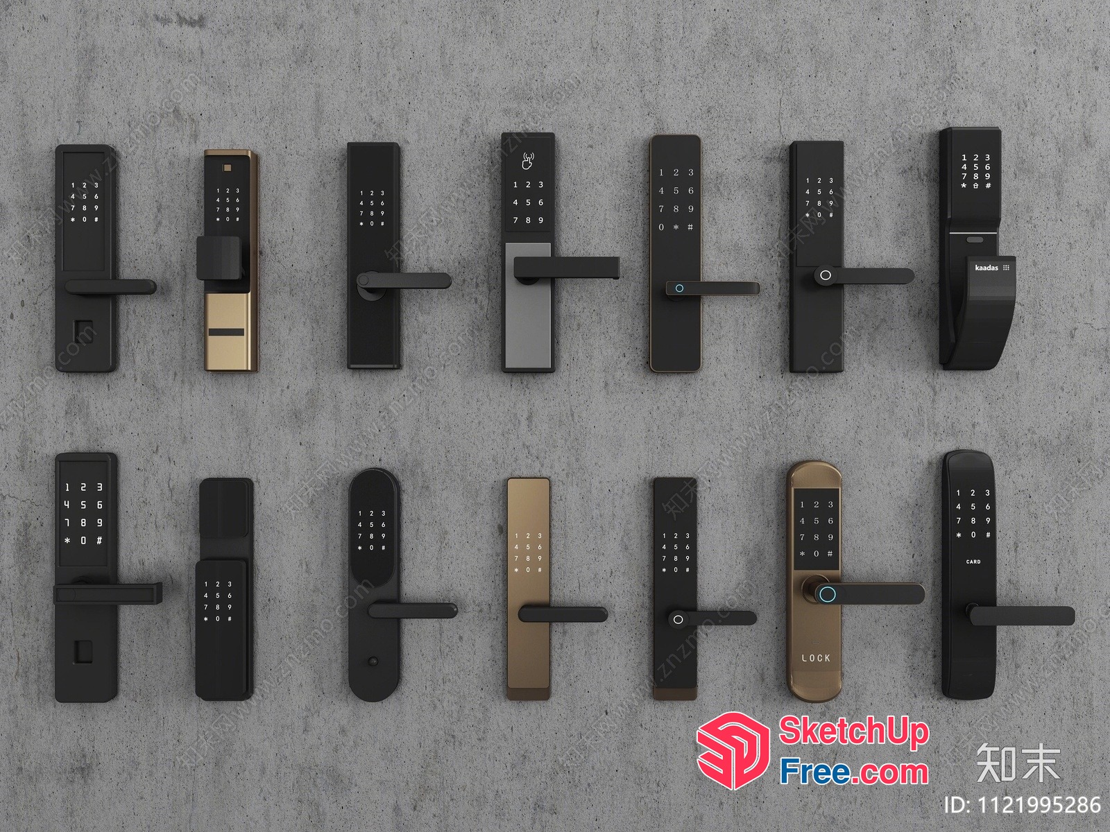 Modern Digital Door Locks With Keypad And Biometric Authentication 3D SketchUp File