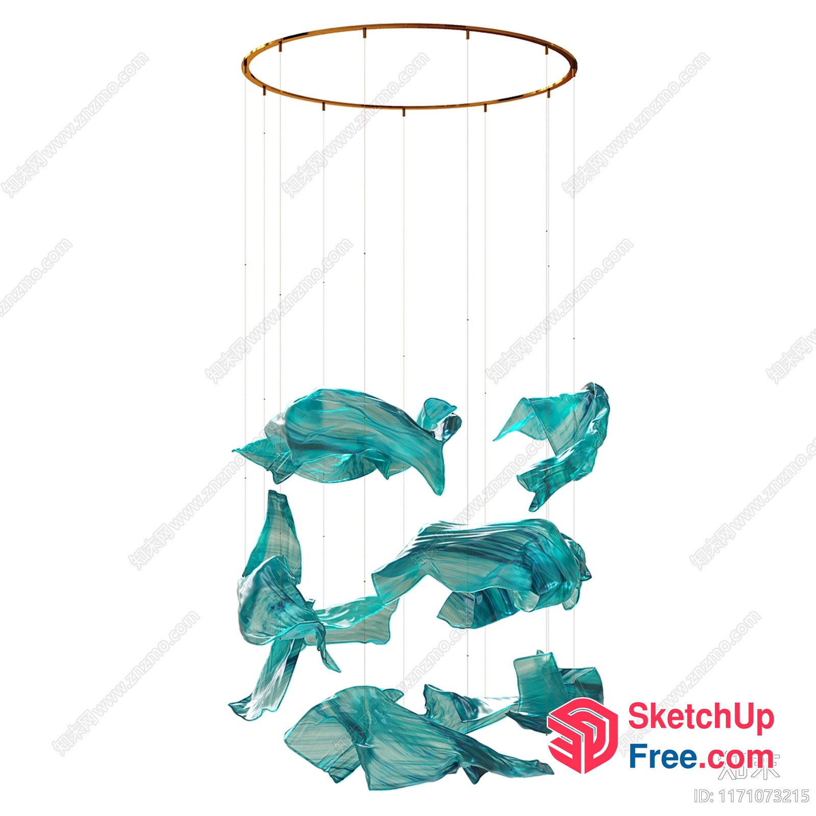 Modern Glass Sculpture Chandelier 3D SketchUp File
