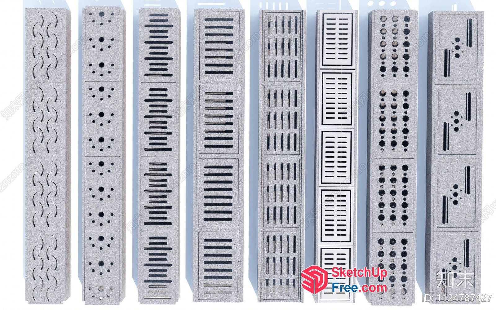 Decorative Wall Panels With Various Holes And Patterns 3D SketchUp File