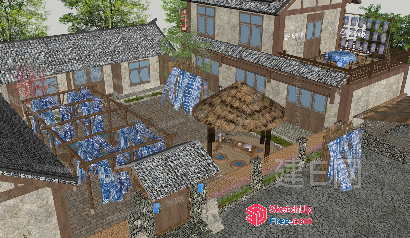 Traditional Asian Homestay Exterior 3D SketchUp File
