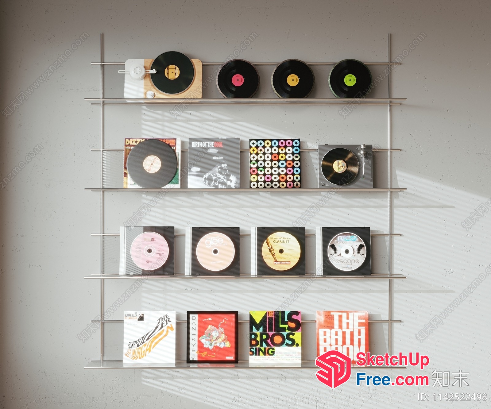 Vinyl Record Collection And Cd Display 3D SketchUp File
