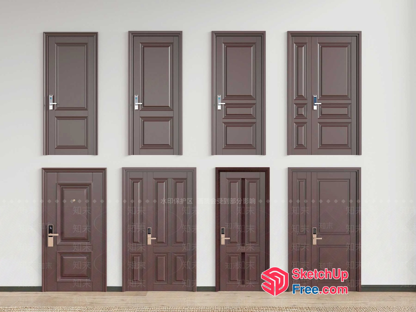 Modern Brown Door Collection 3D SketchUp File
