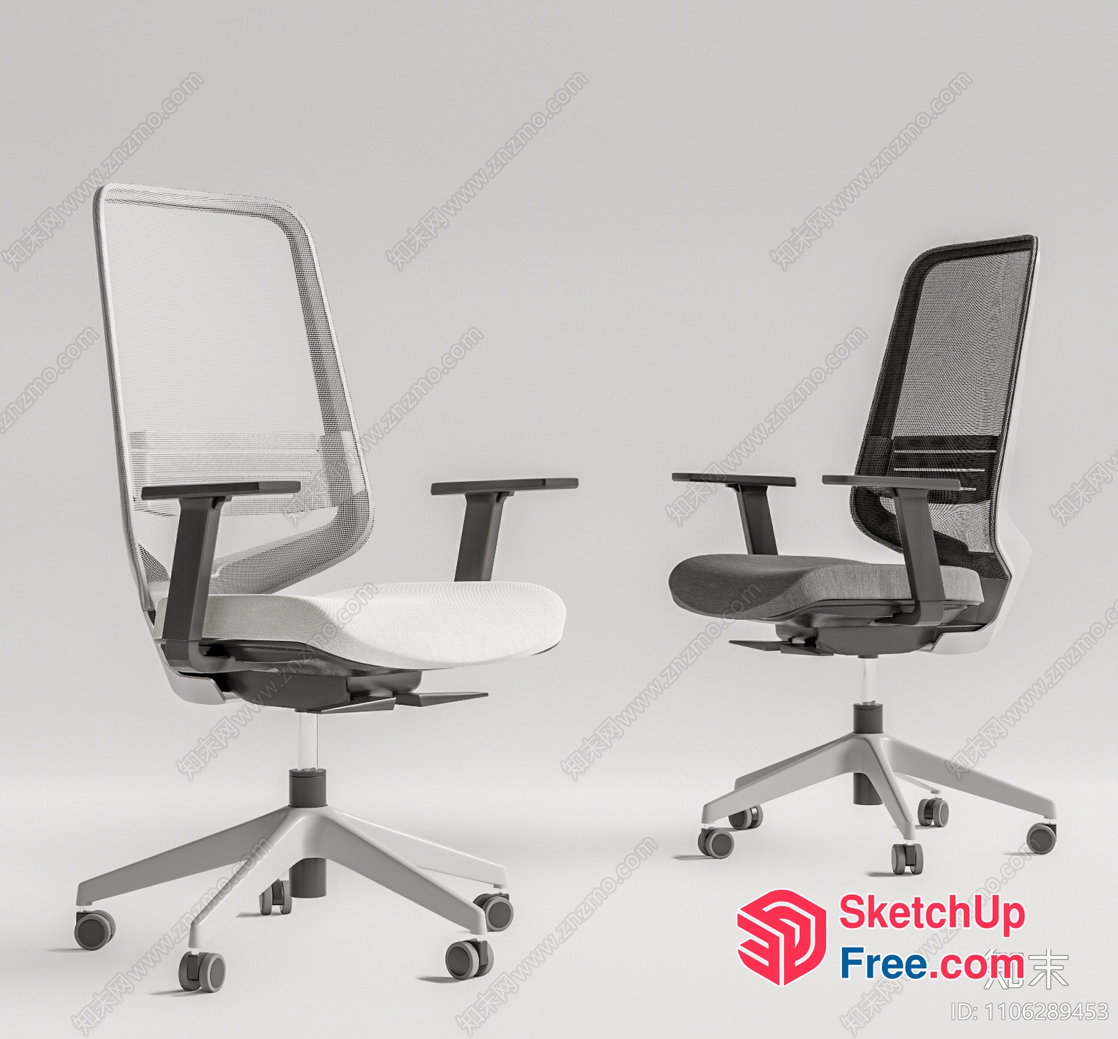 Modern Office Chairs With Mesh Back And Seat 3D SketchUp File
