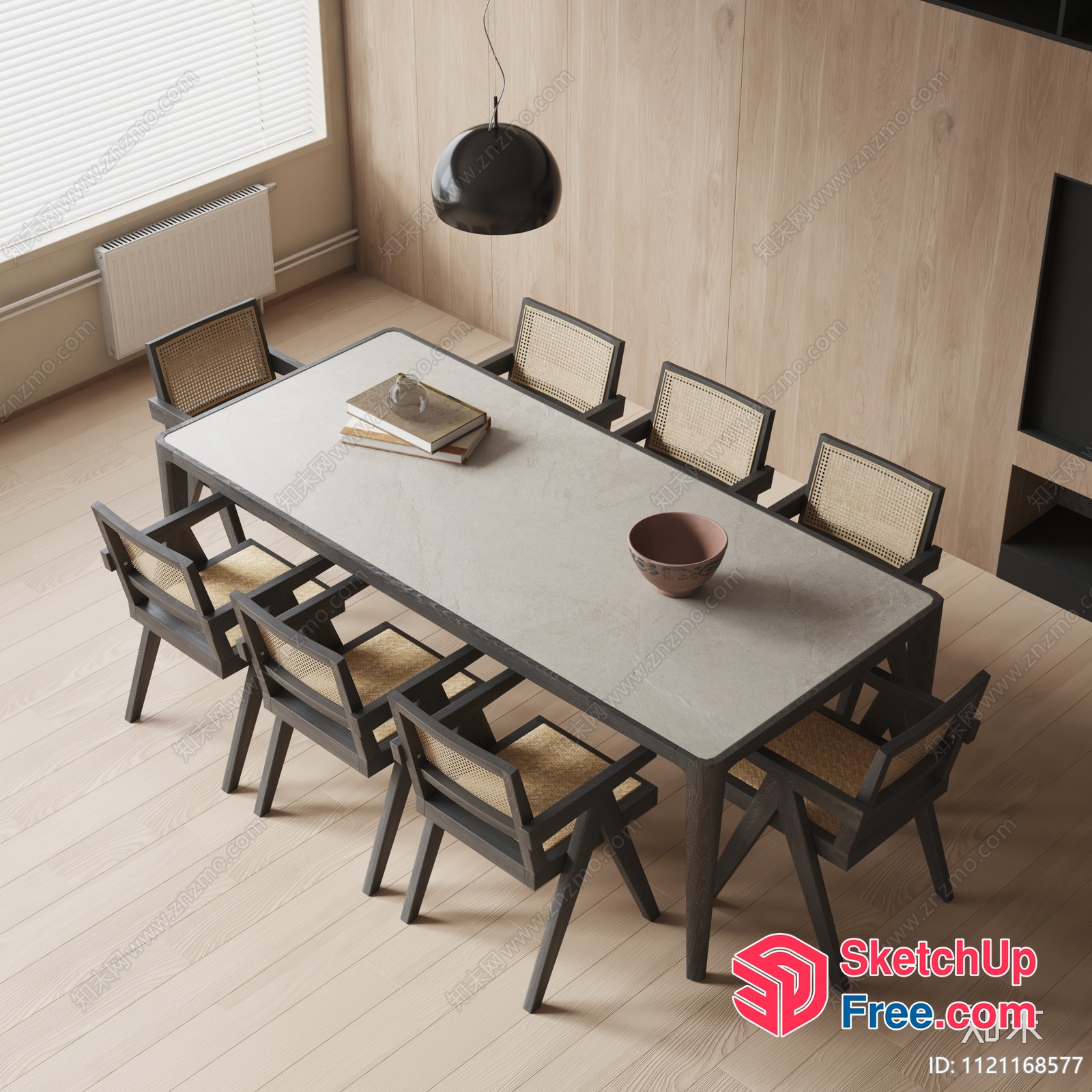 Minimalist Dining Room With Light Wood Floors And Modern Furniture 3D SketchUp File