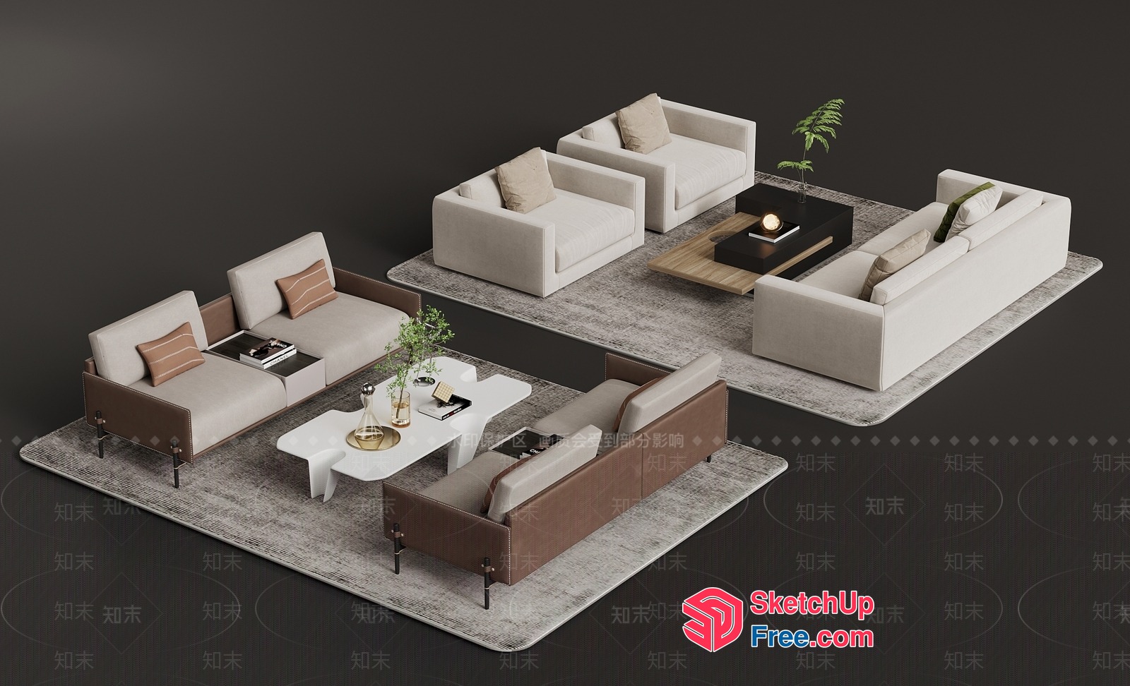 Modern Living Room Furniture Set 3D SketchUp File