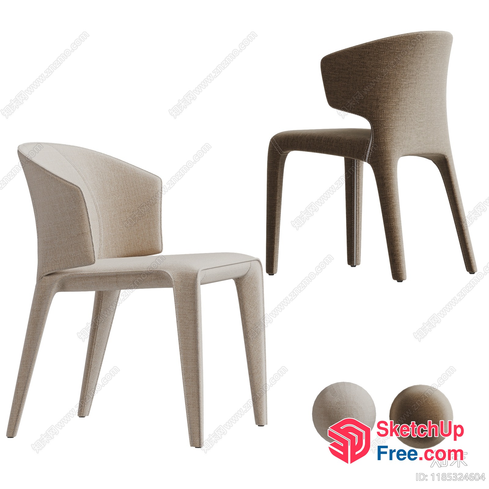 Modern Minimalist Dining Chairs In Neutral Tones 3D SketchUp File