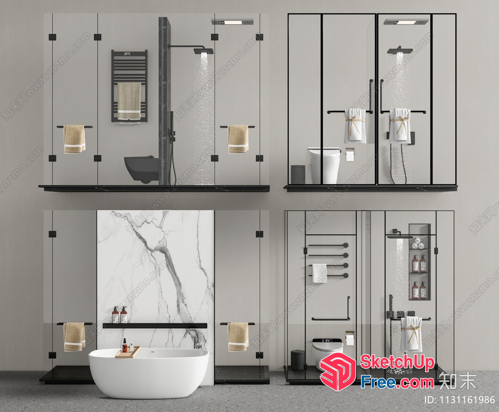 Modern Bathroom With White And Black Decor 3D SketchUp File