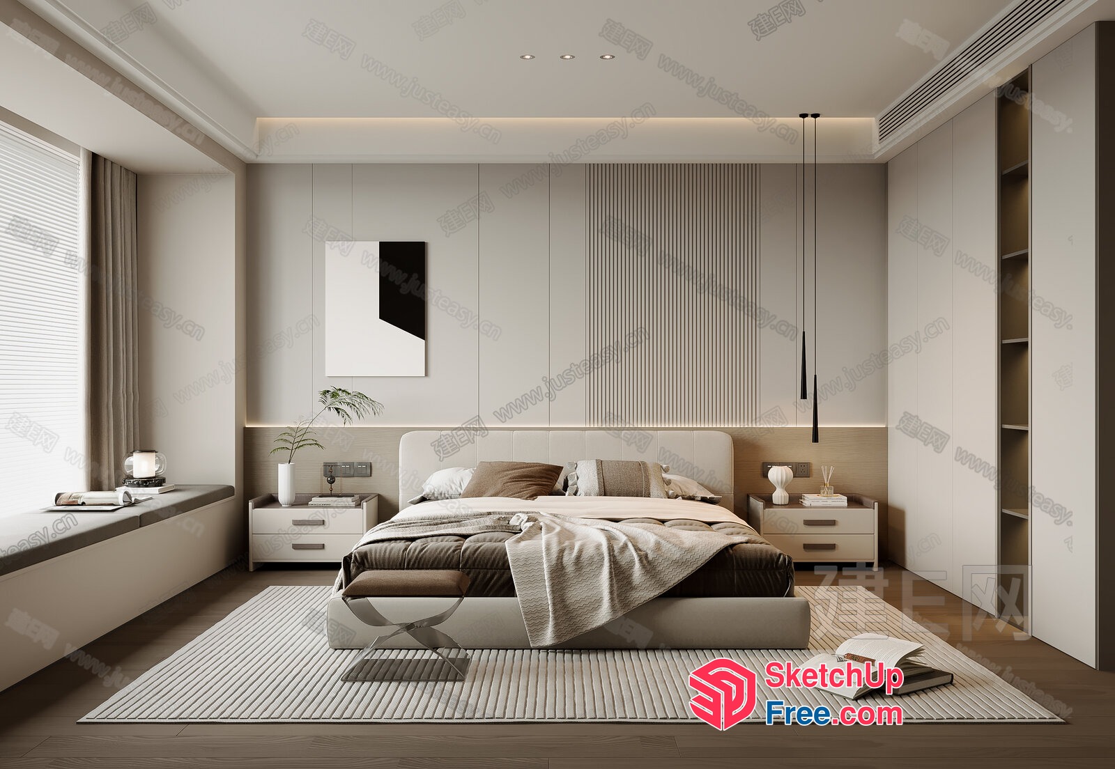 Modern Minimalist Bedroom Interior Design 3D SketchUp File