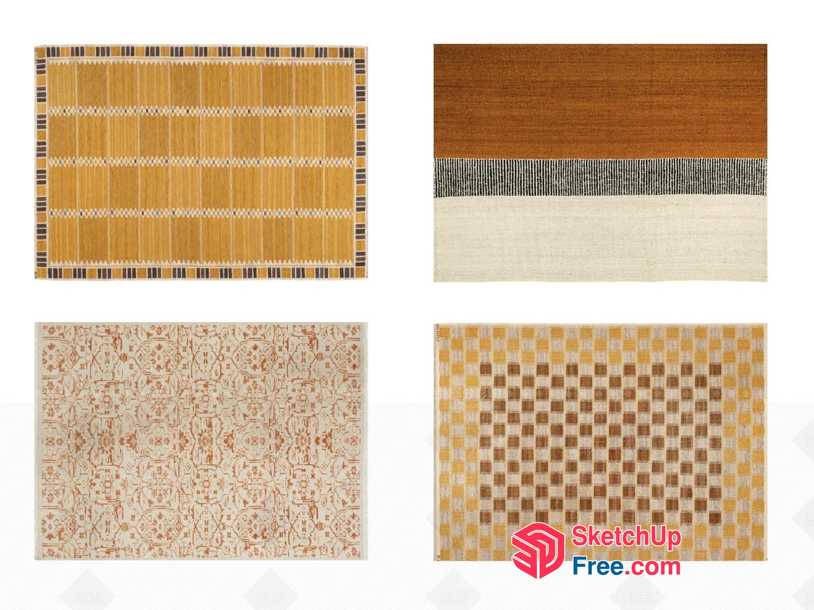 Modern Rug Designs In Neutral Color Palette 3D SketchUp File