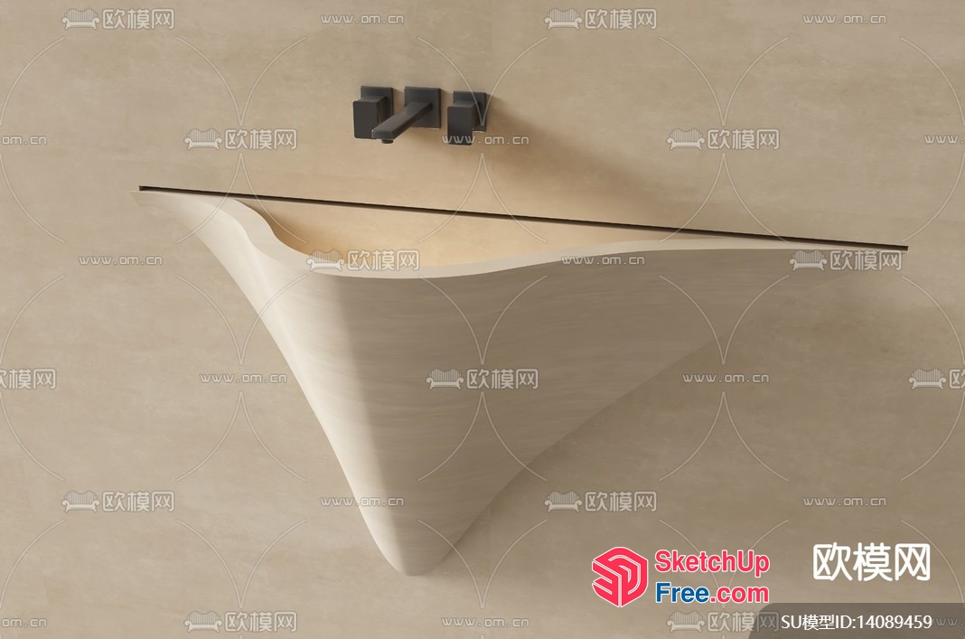 Staircase With A Black Handrail And White Steps 3D SketchUp File