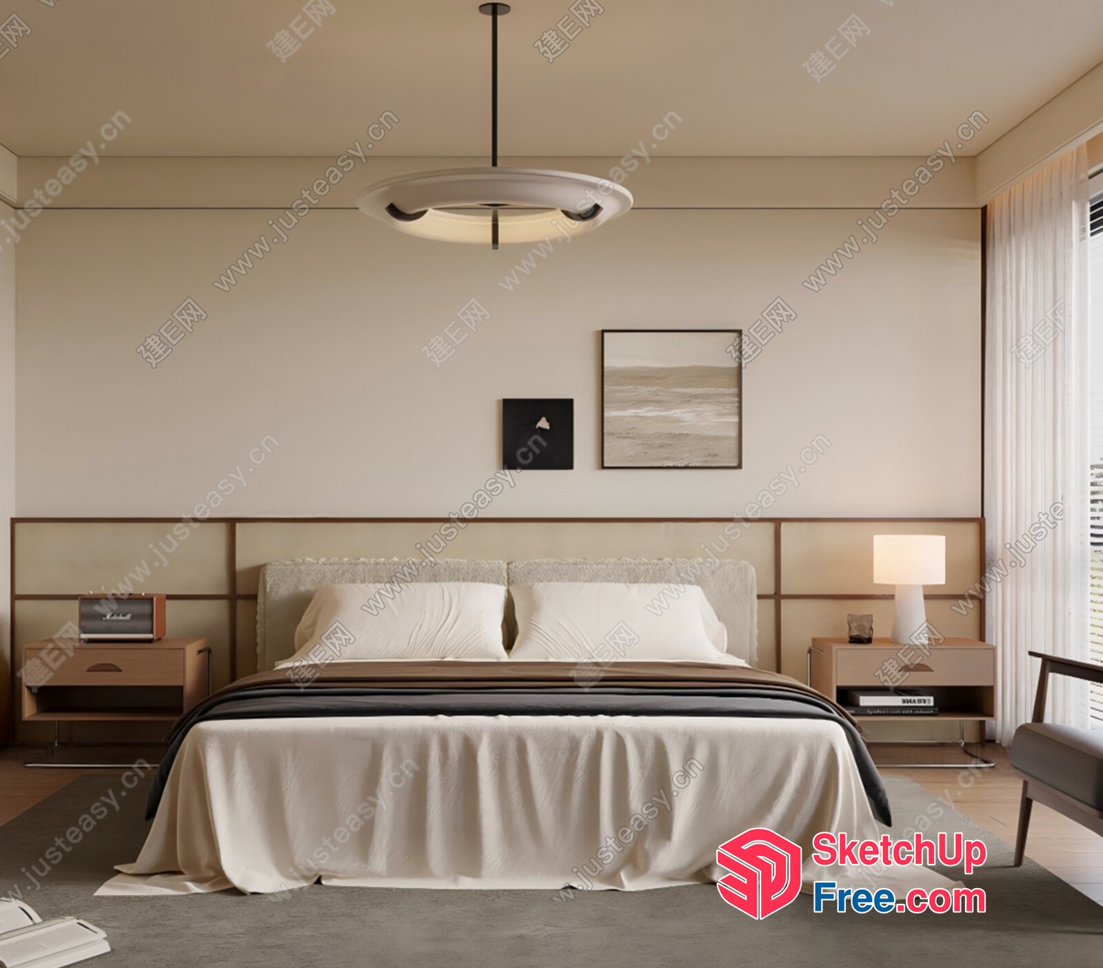 Elegant Minimalist Bedroom Decor 3D SketchUp File