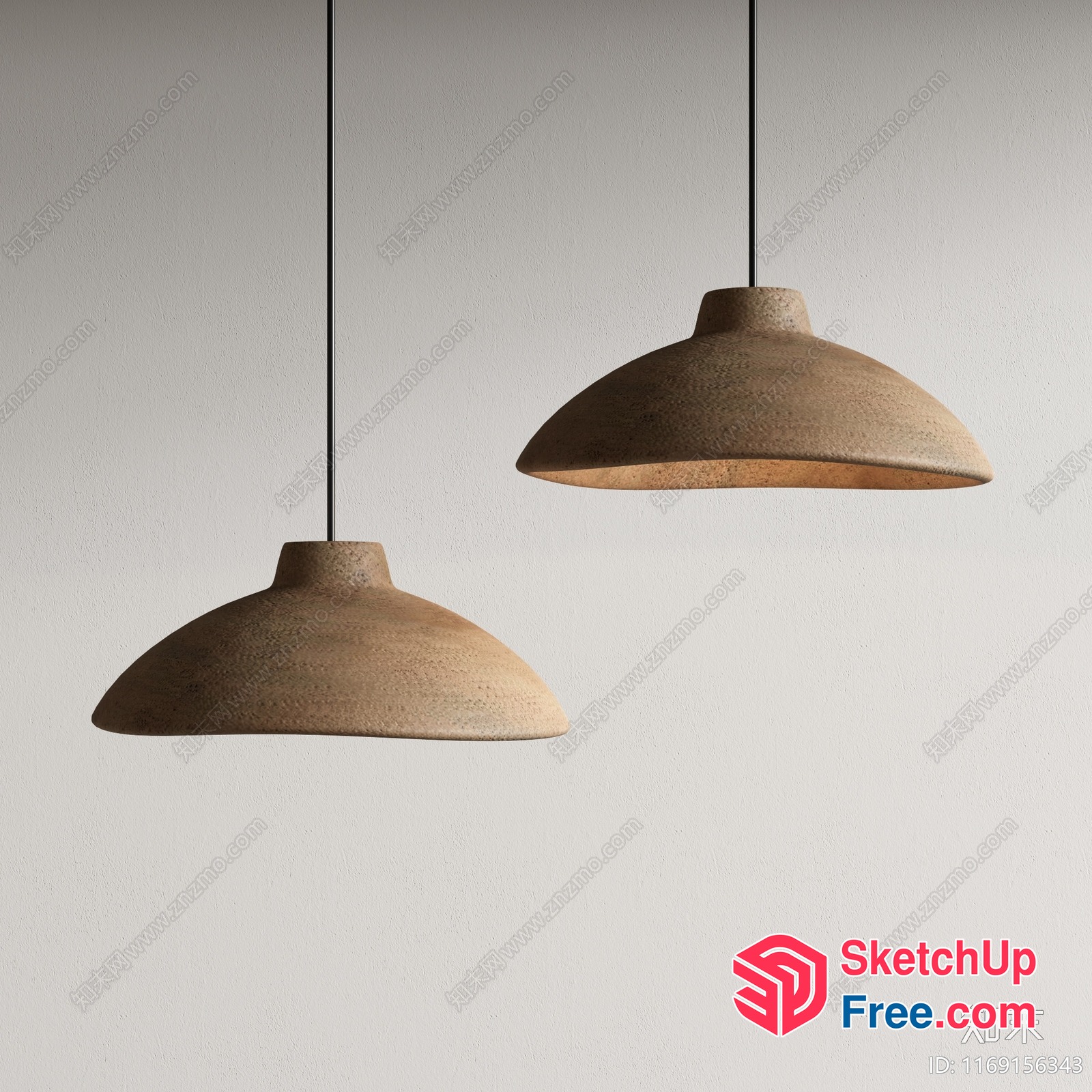 Rustic Hanging Light Fixtures With Distressed Metal Shades 3D SketchUp File