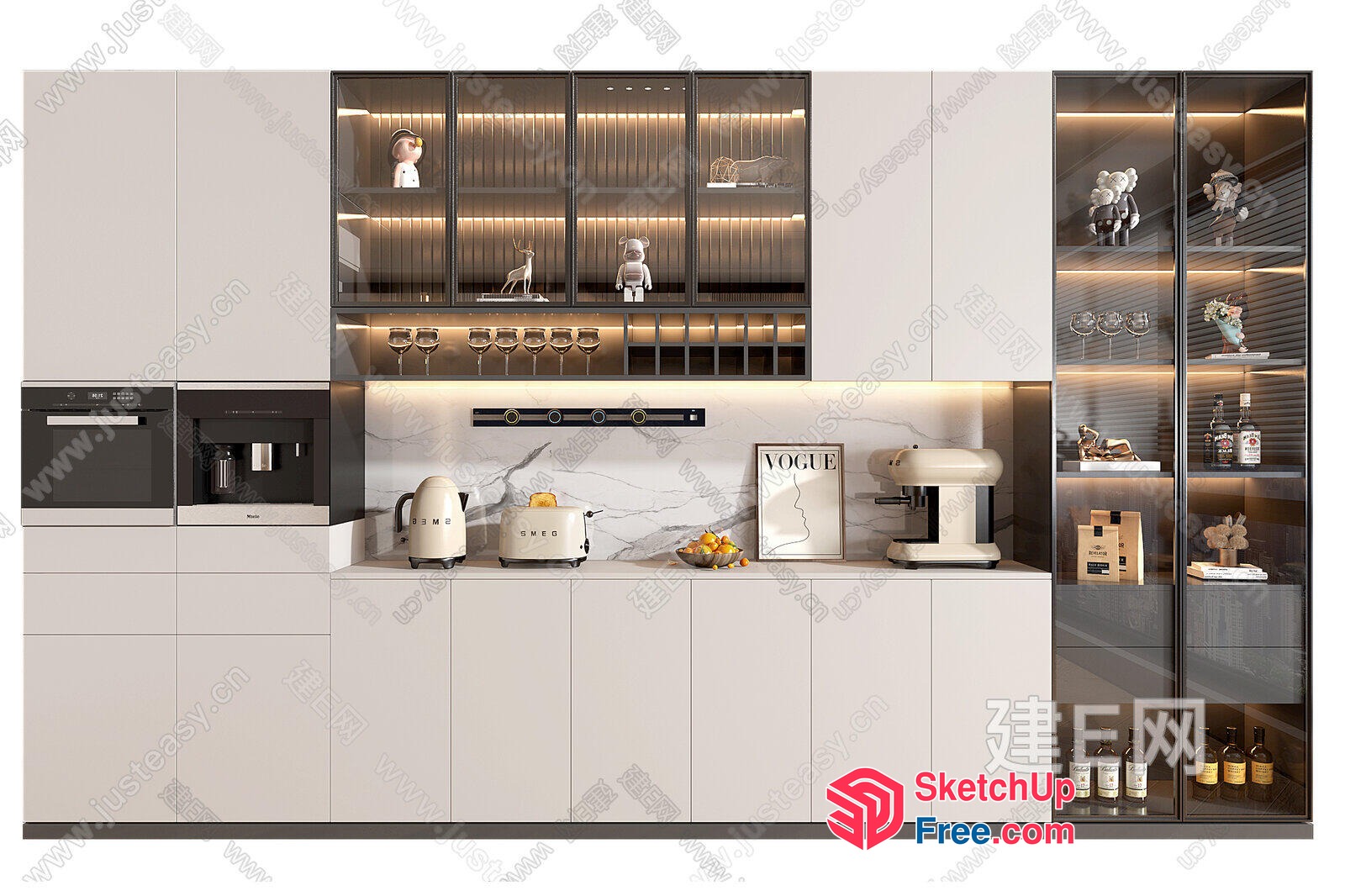 Modern Kitchen Decor With Appliances And Wine Storage 3D SketchUp File