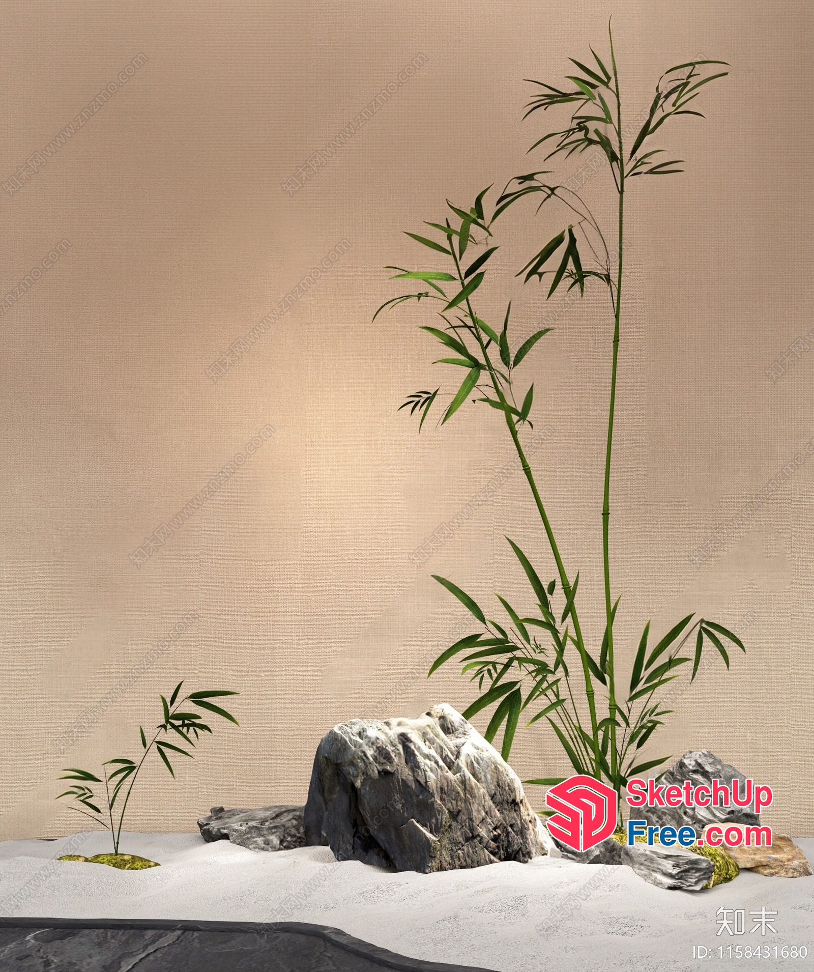 Zen Bamboo And Rock Garden 3D SketchUp File