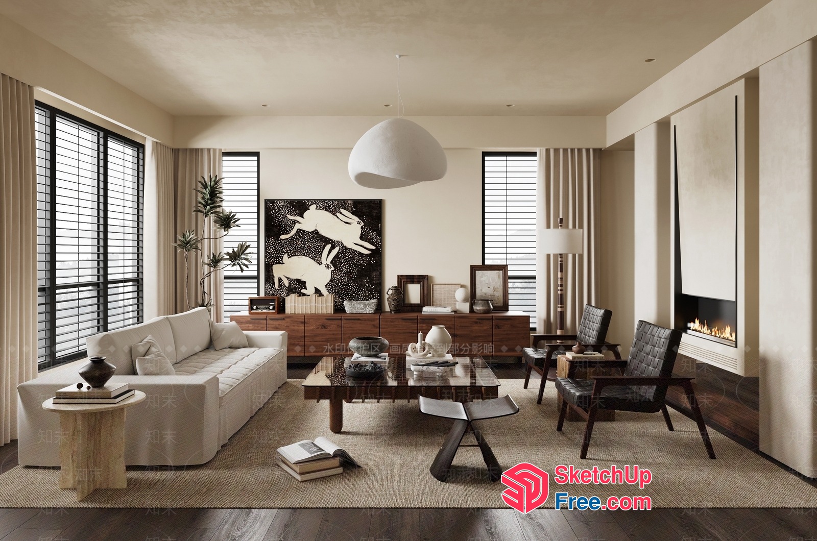Modern Living Room With Sleek Furniture And Natural Light 3D SketchUp File
