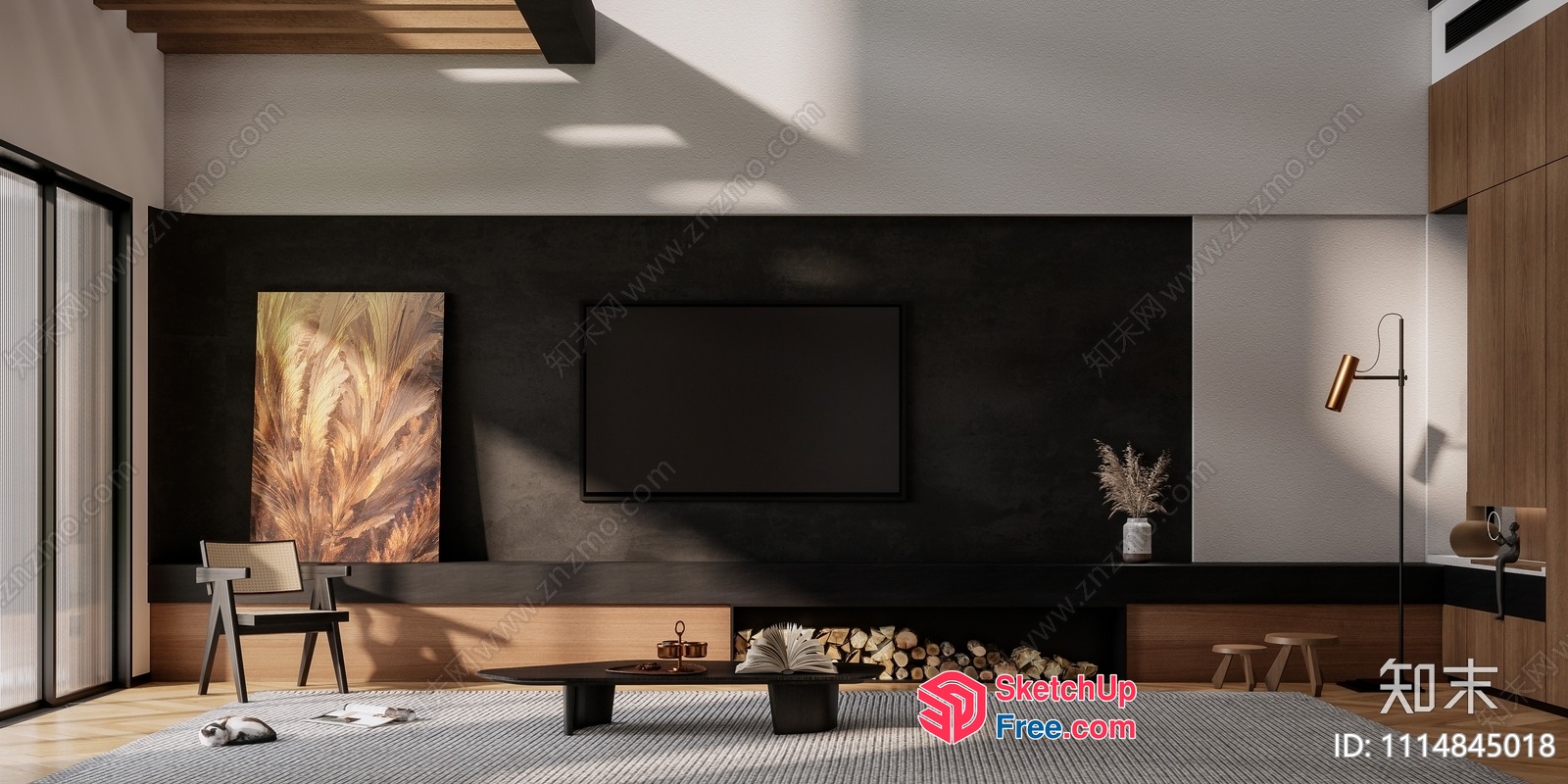 Modern Minimalist Living Room With Natural Elements 3D SketchUp File