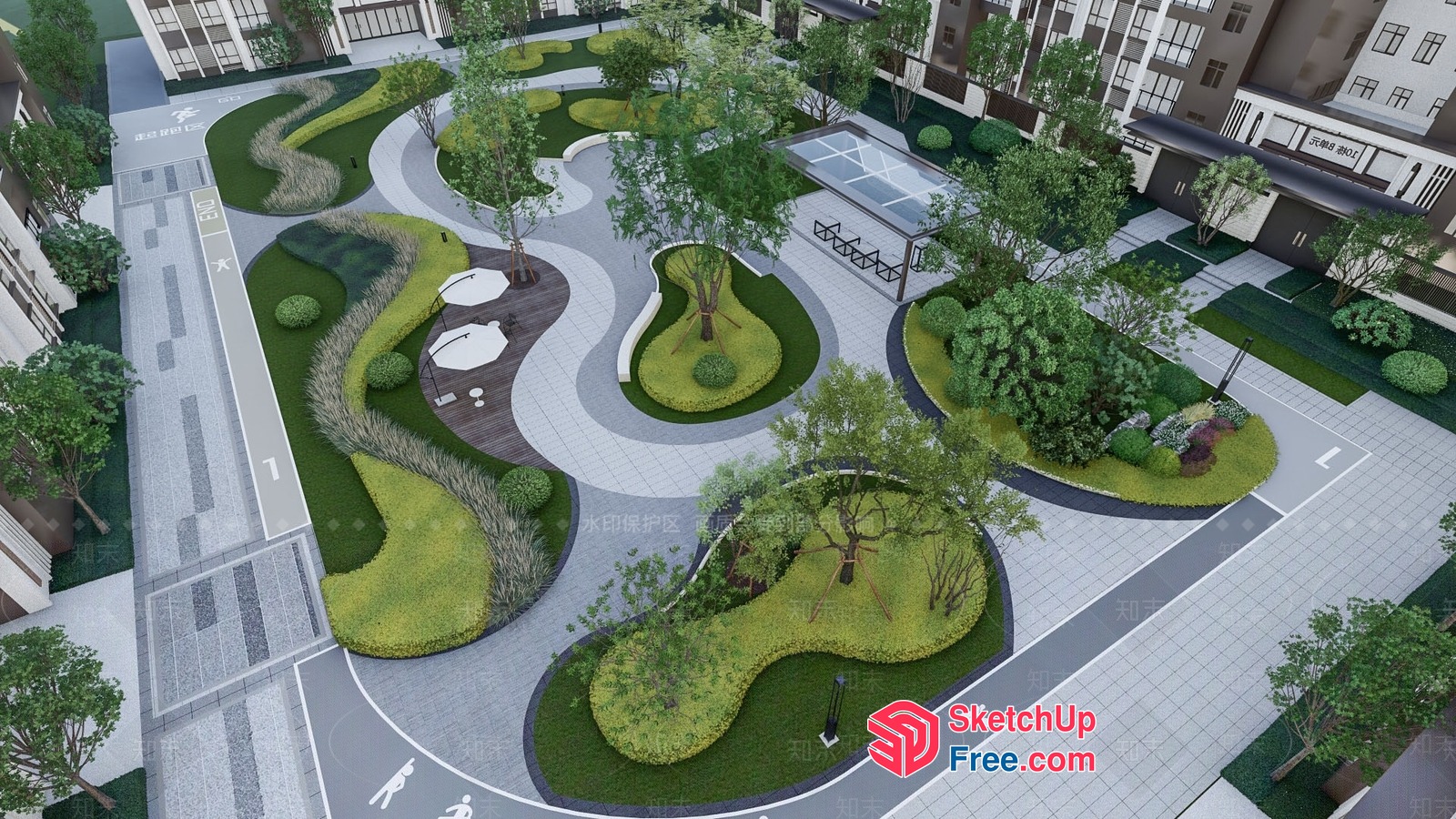 Serene Urban Oasis With Modern Landscaping 3D SketchUp File