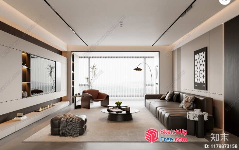 Modern Minimalist Living Room Interior With Sleek Furniture 3D SketchUp File