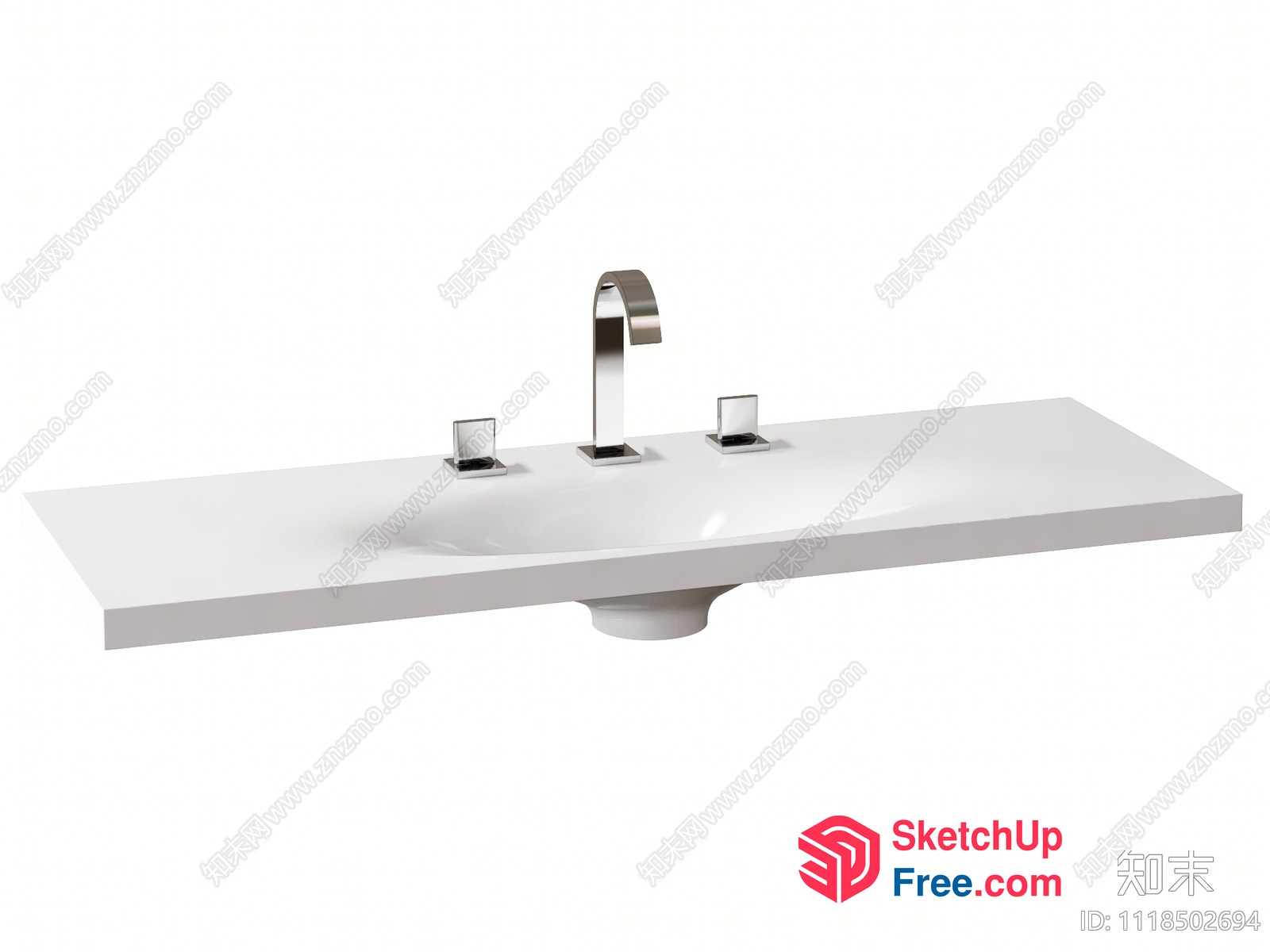 Modern Bathroom Sink With Faucet And Water Tap 3D SketchUp File