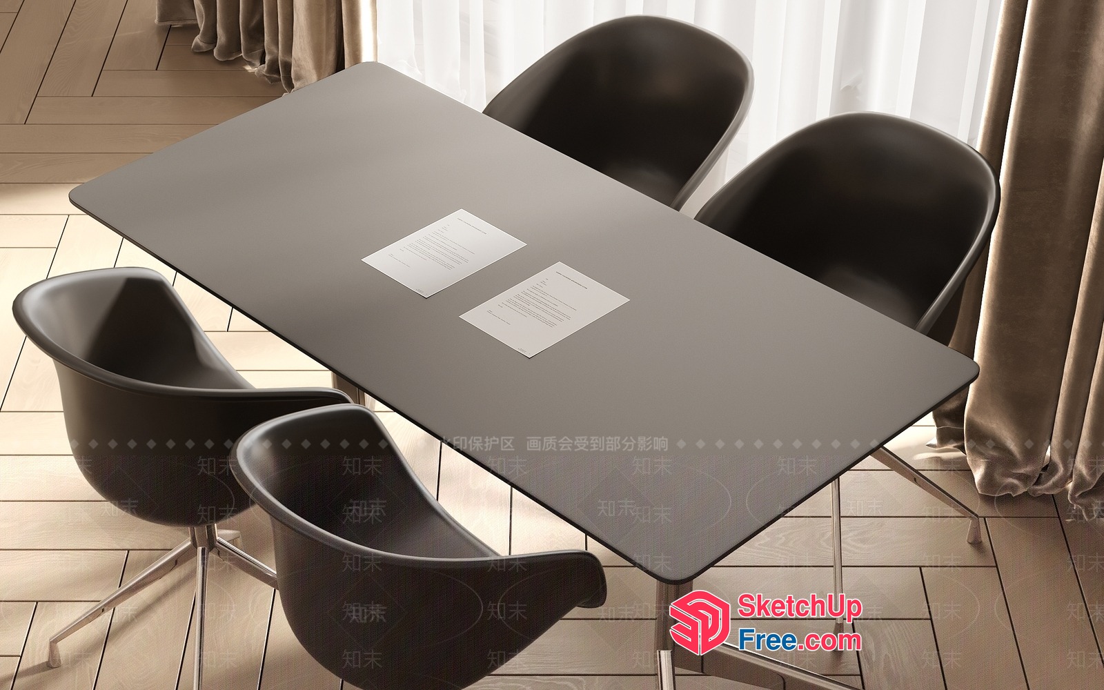 Modern Minimalist Dining Table Set 3D SketchUp File