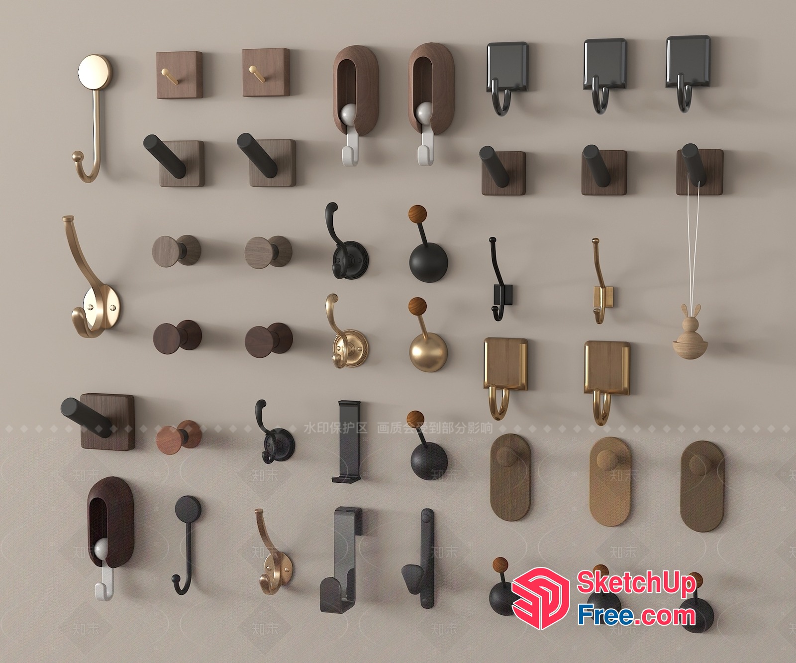 Modern Decorative Hooks Collection 3D SketchUp File