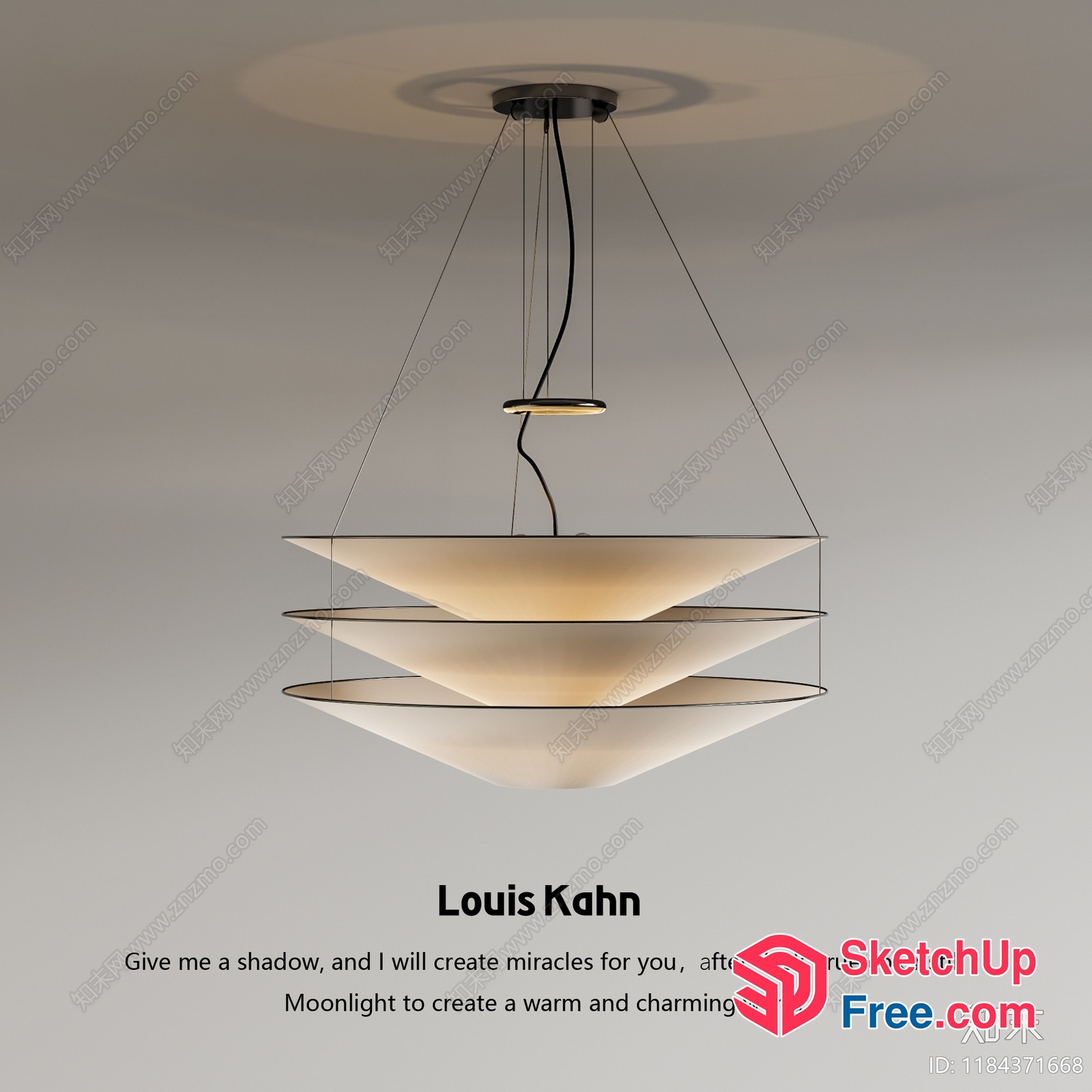 Light-Filled Room With Hanging Chandelier 3D SketchUp File